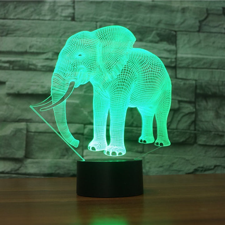 WMH Elephant 3D Lamp Illusion Night Light, 7 Color Changing Touch Switch Table Desk for Nursery/Decor/Living Room, 7 Colors Changing Elephant Toy and Gift for Kids/Birthday