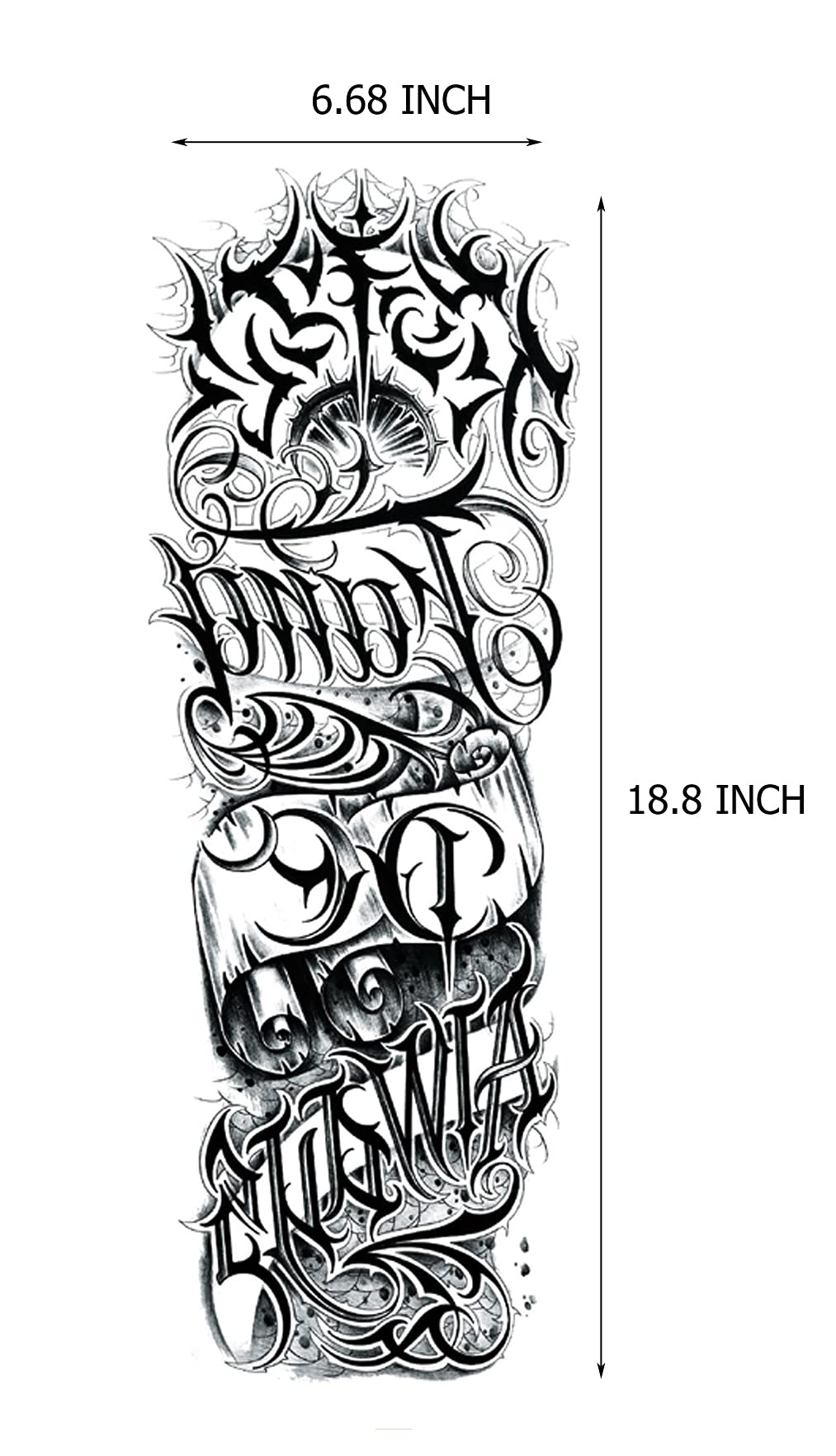 Kotbs 6 Sheets Large Tribal Totem Temporary Tattoo Sleeves for Men, Waterproof Black Totem Realistic Full Temporary Tattoos for Women Adults