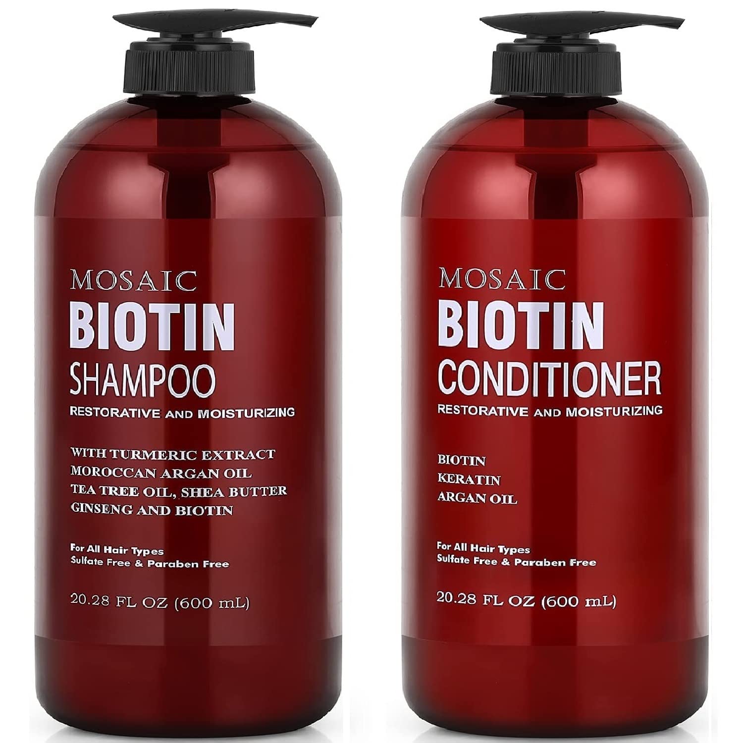 Biotin Shampoo and Conditioner Set for Hair Growth, Thinning Hair Treatment, Hair Thickening Products for Women & Men, Paraben & Sulfate Free, 20.2 FL Oz Each