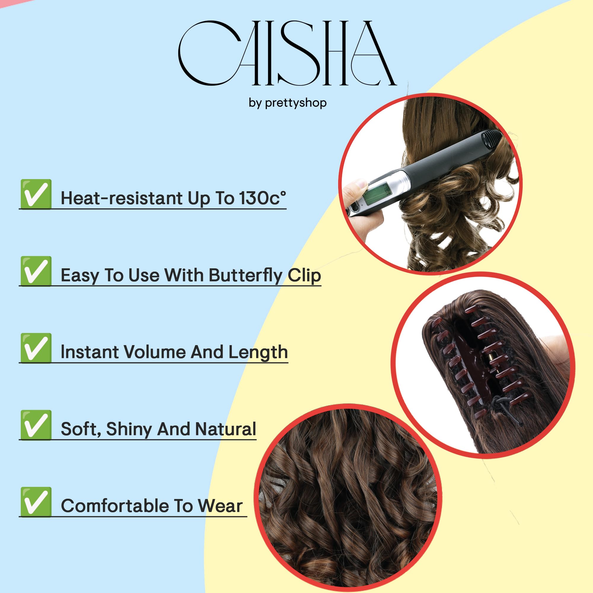 Natural black # 3 H24 : PRETTYSHOP 14 & 110g Hair Piece Ponytail Extension Straight Light Curled Nature Looking Heat-Resisting Different Colors (blackbrown H24_3)