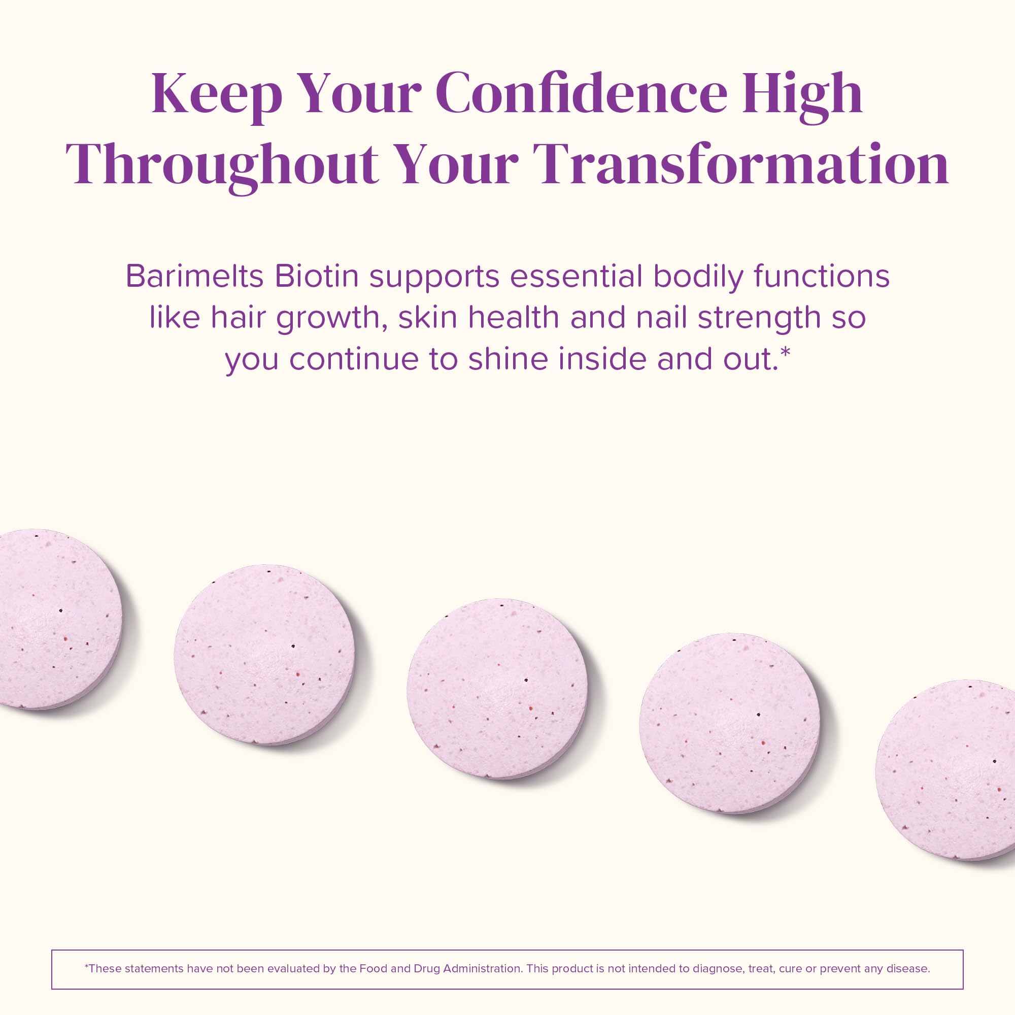 BariMelts Biotin 5000mcg - 90 Fast-Dissolving Tablets (3-Month Supply) - Sugar-Free Bariatric Vitamins for Women, Natural Strawberry Flavor