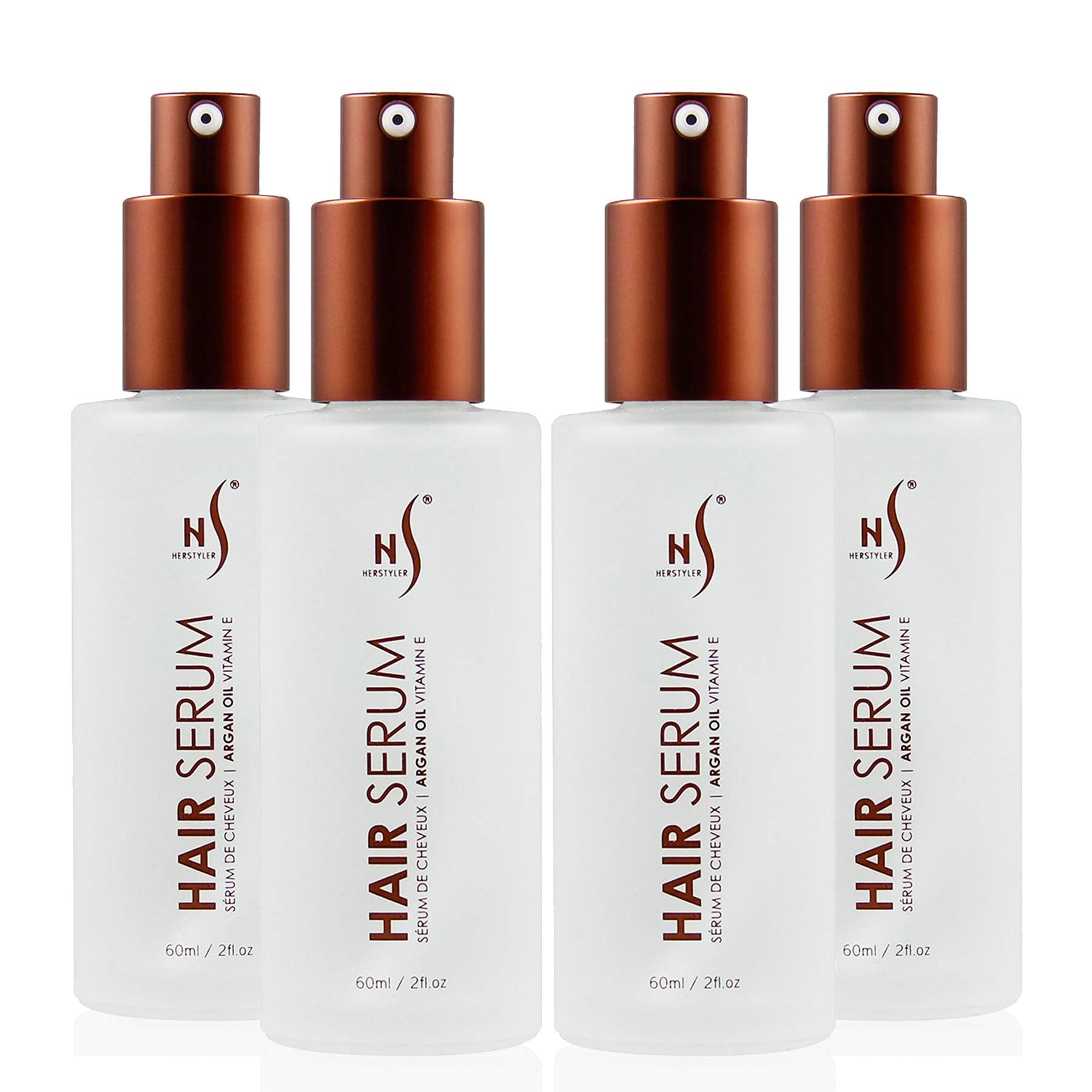 HerStyler Serum, 4 Pack - Hair Styling Agent with Argan Oil for Dry, Damaged Hair - Frizz Control Serum for Straightening, Shine, Trendy Tresses