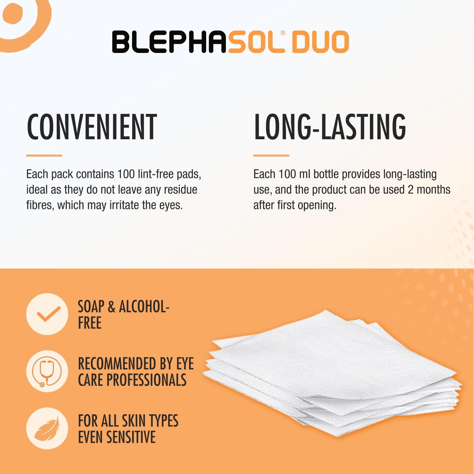 Thea Blephasol Duo Eyelid Hygiene Lotion with 100 pads, 100 ml