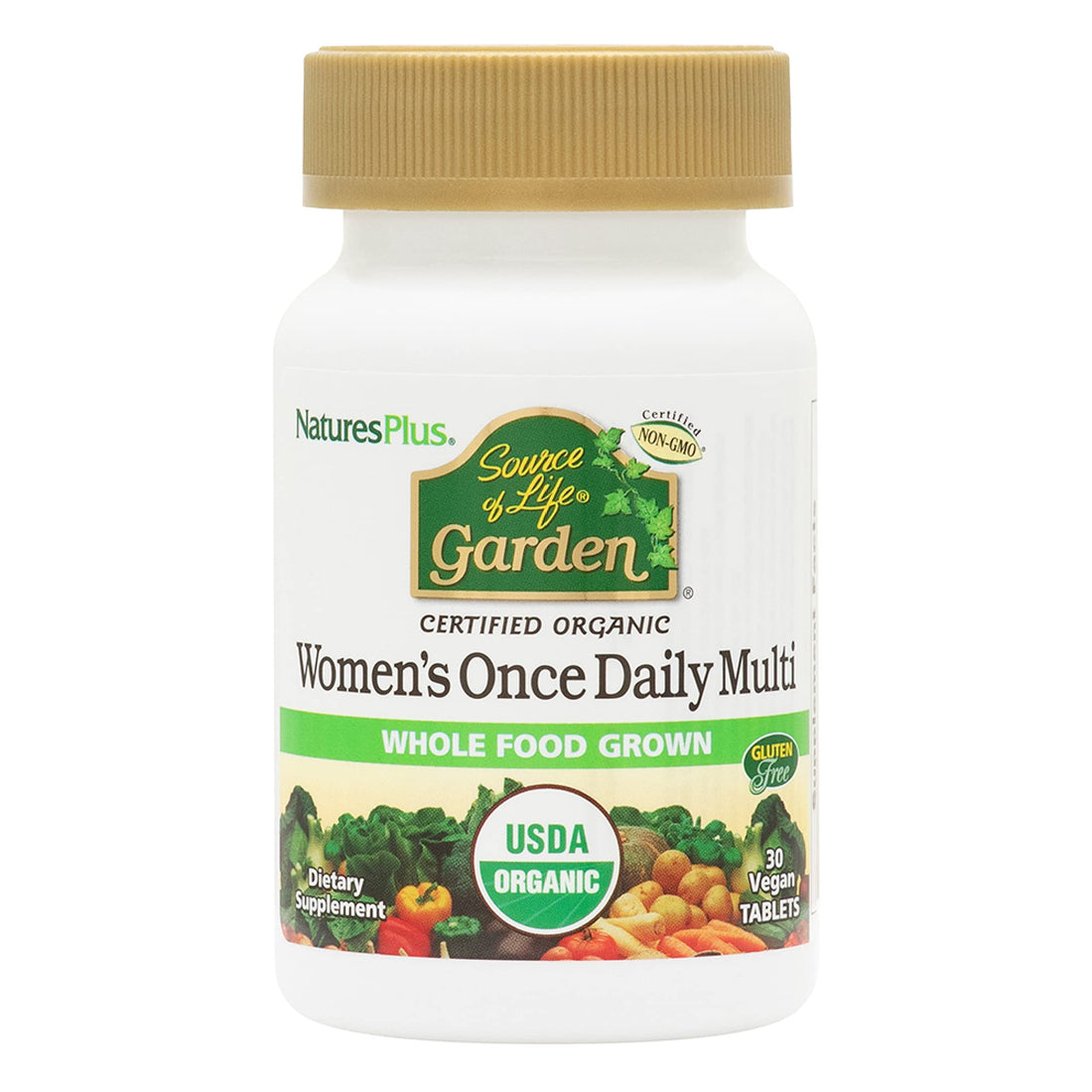 Natures Plus Source of Life Garden Certified Organic Women’s Once Daily Multivitamin - 30 Vegan Tablets - Pure, Natural Whole Food Ingredients - Energy Boost - Vegetarian, Gluten-Free - 30 Servings