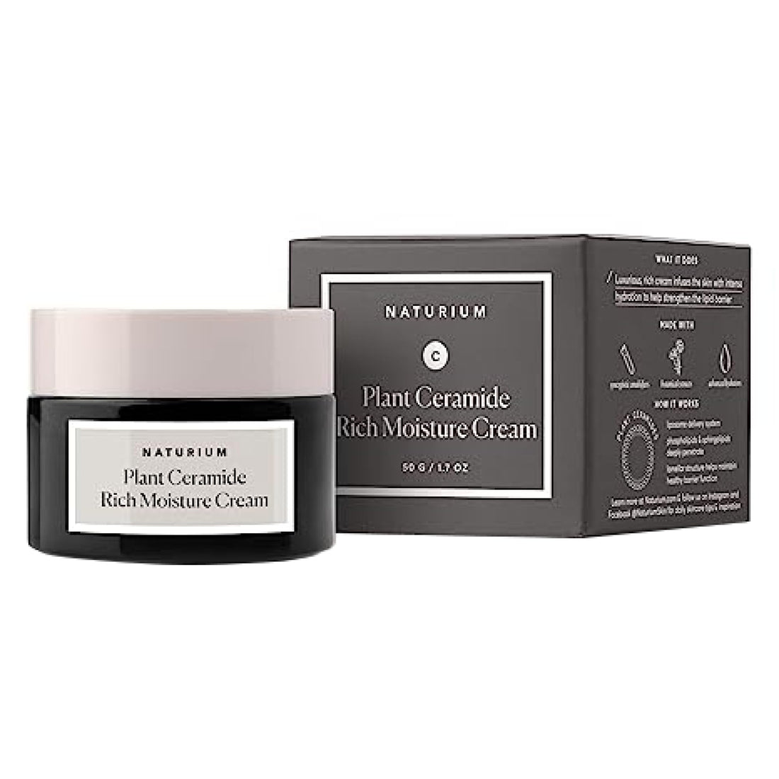 Naturium Plant Ceramide Rich Moisture Cream, Hydrating & Anti-Aging Skincare, 1.7 oz