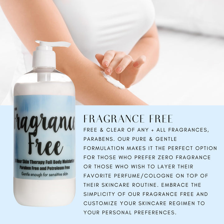 The Lotion Company 24 Hour Skin Therapy Lotion, Fragrance Free, Unscented (Free & Clear) Full Body Moisturizer for sensitive skin, Paraben Free, Made in USA, w/ Aloe Vera, 16 Ounces