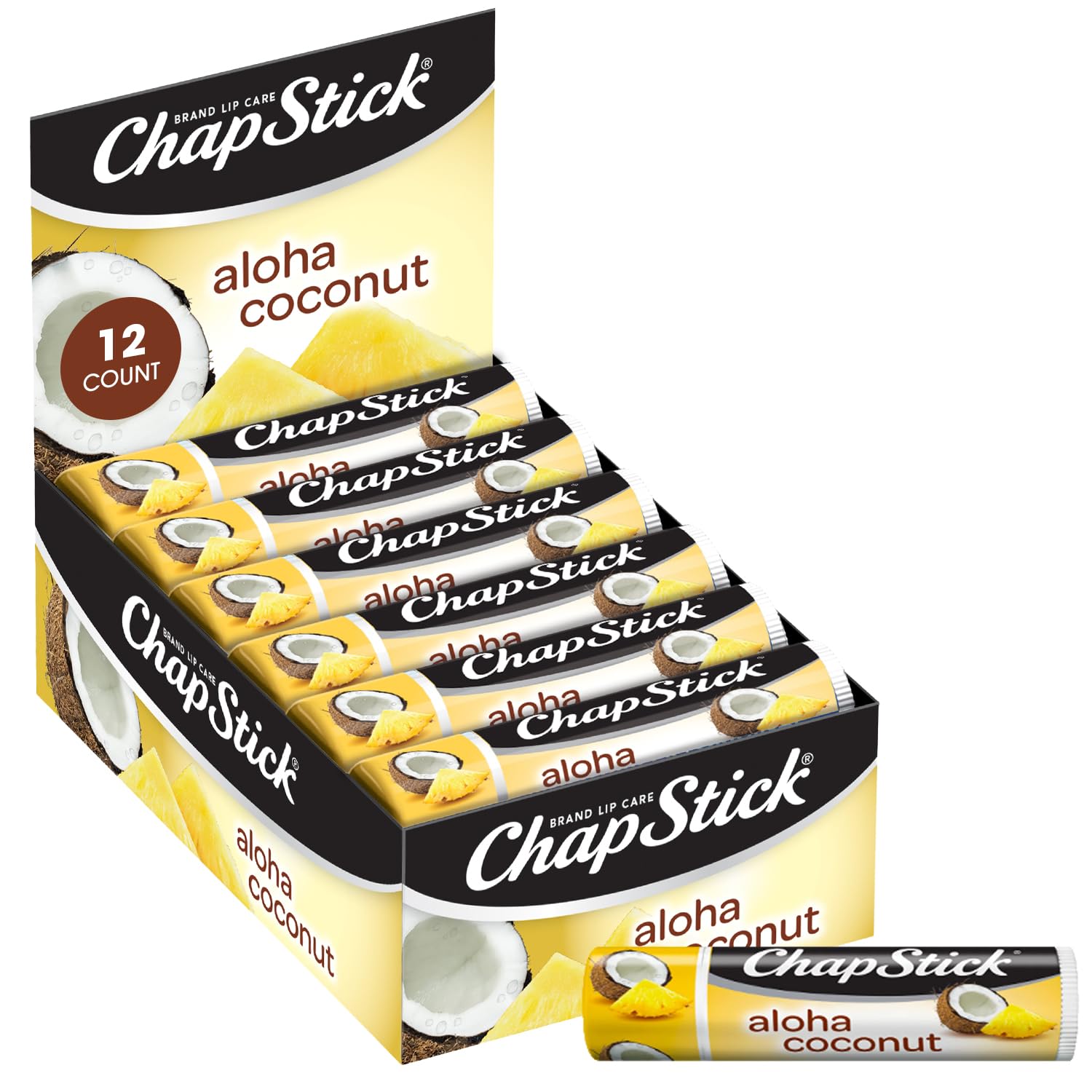 ChapStick Tropical Paradise Collection, Aloha Coconut, 12-Stick Refill Pack