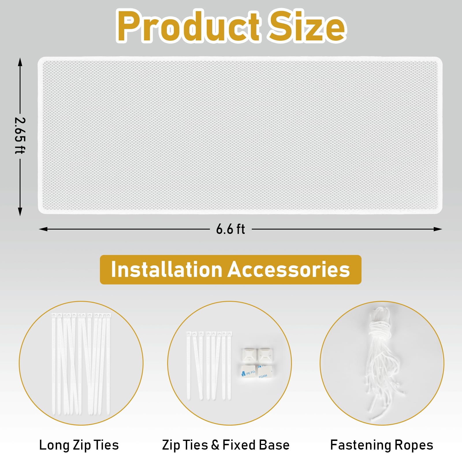 Banister Guard, Safe Rail, 6.6ft x 2.6ft Deck Balcony & Stairway Safety Net for Indoor and Outdoor - Baby Proofing, Child Safety, Stair Railing Net for Pet Toy, White