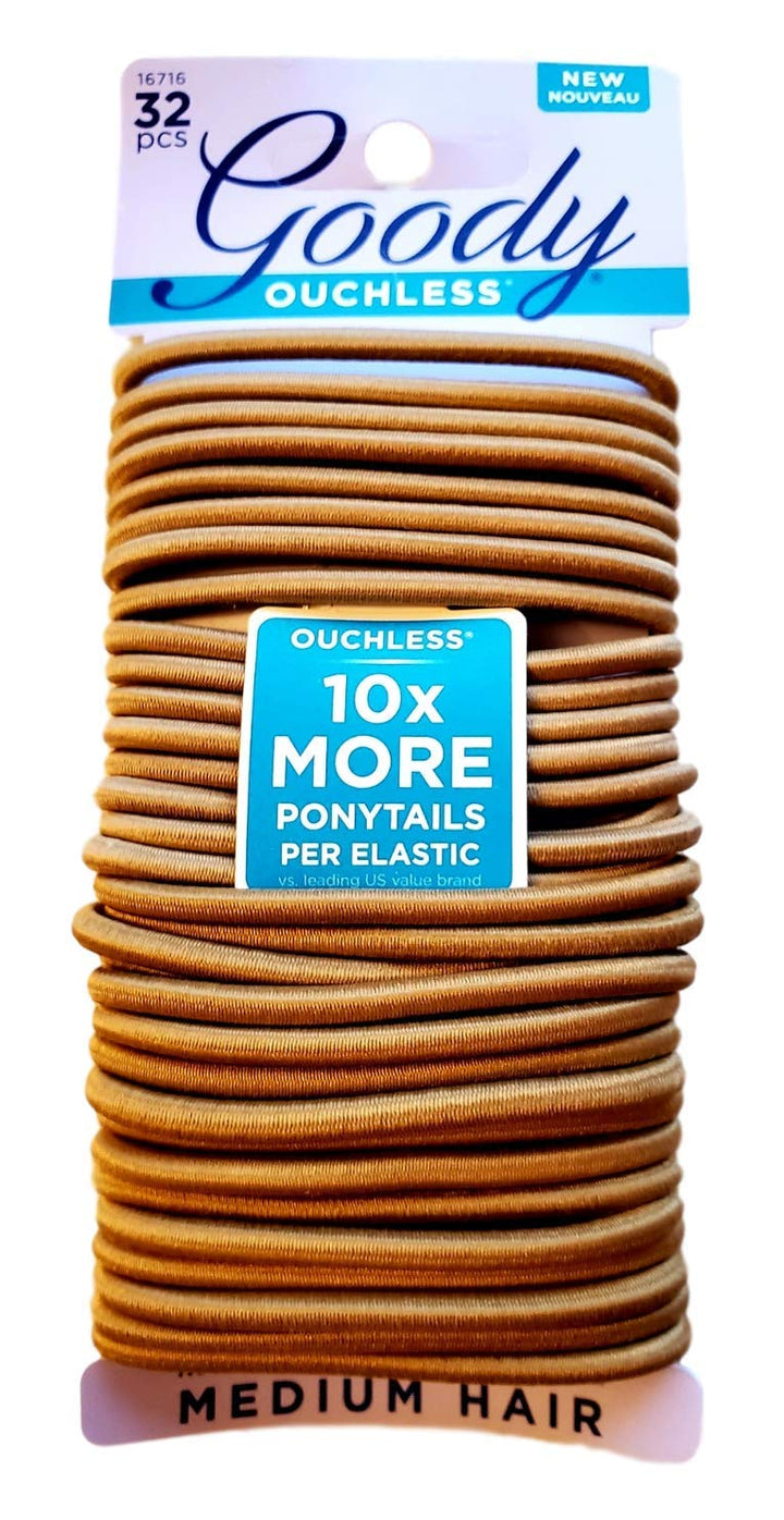 Ouchless 4mm No Metal Elastics Light Blonde & Medium Blonde (= 90pcs) by Goody
