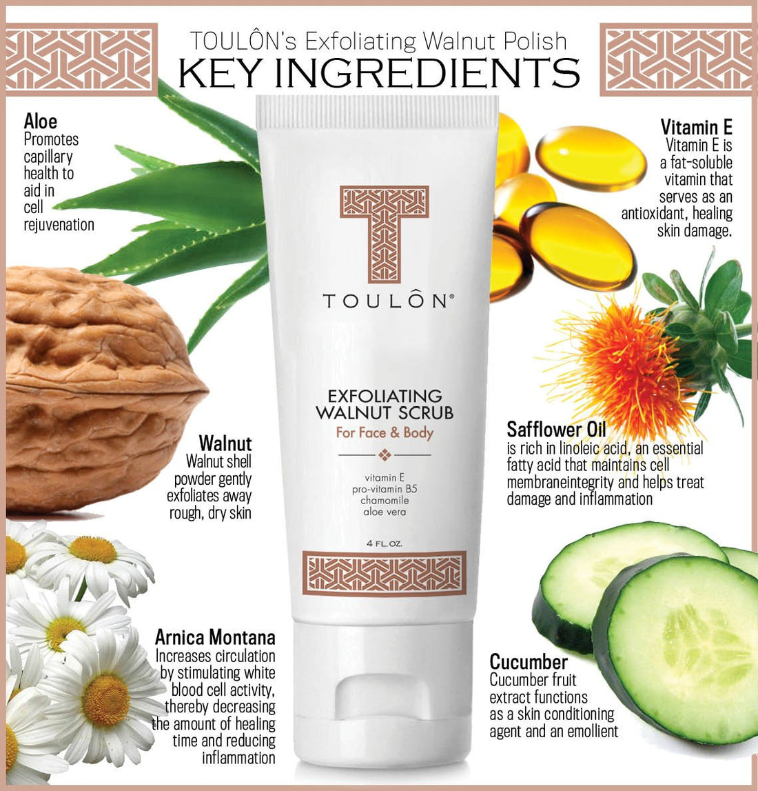 Exfoliating Scrub Face and Body; Walnut Facial Exfoliator. Great Exfoliant for Women or Men. Free Gift / No Risk