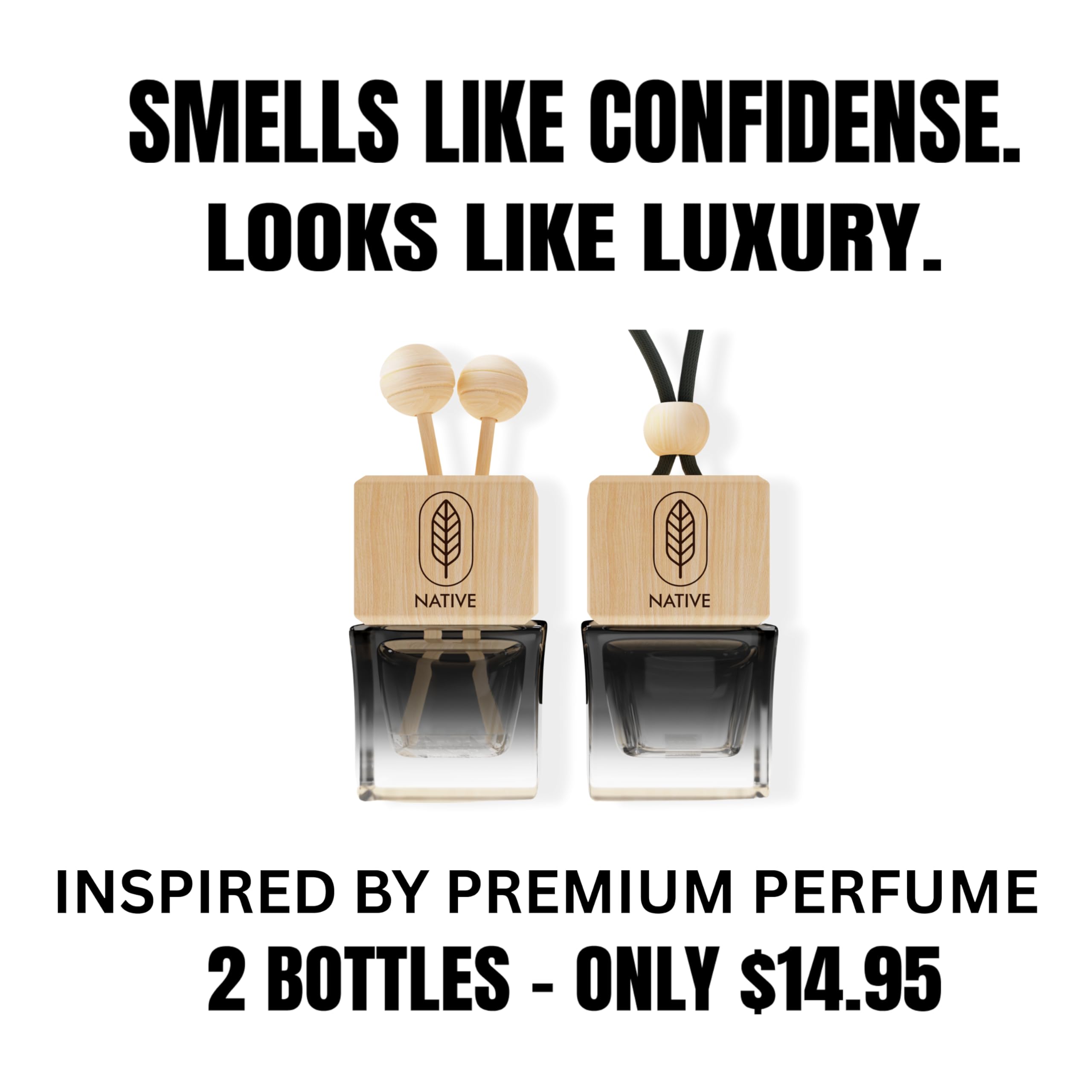 Car Air Freshener for Men | Bold Perfume Inspired Scent with Pineapple, Birch & Musk | Long-Lasting Odor Eliminator | Strong Car Diffuser | Premium Car Scent | Two 8ml Gift Set | Made in USA