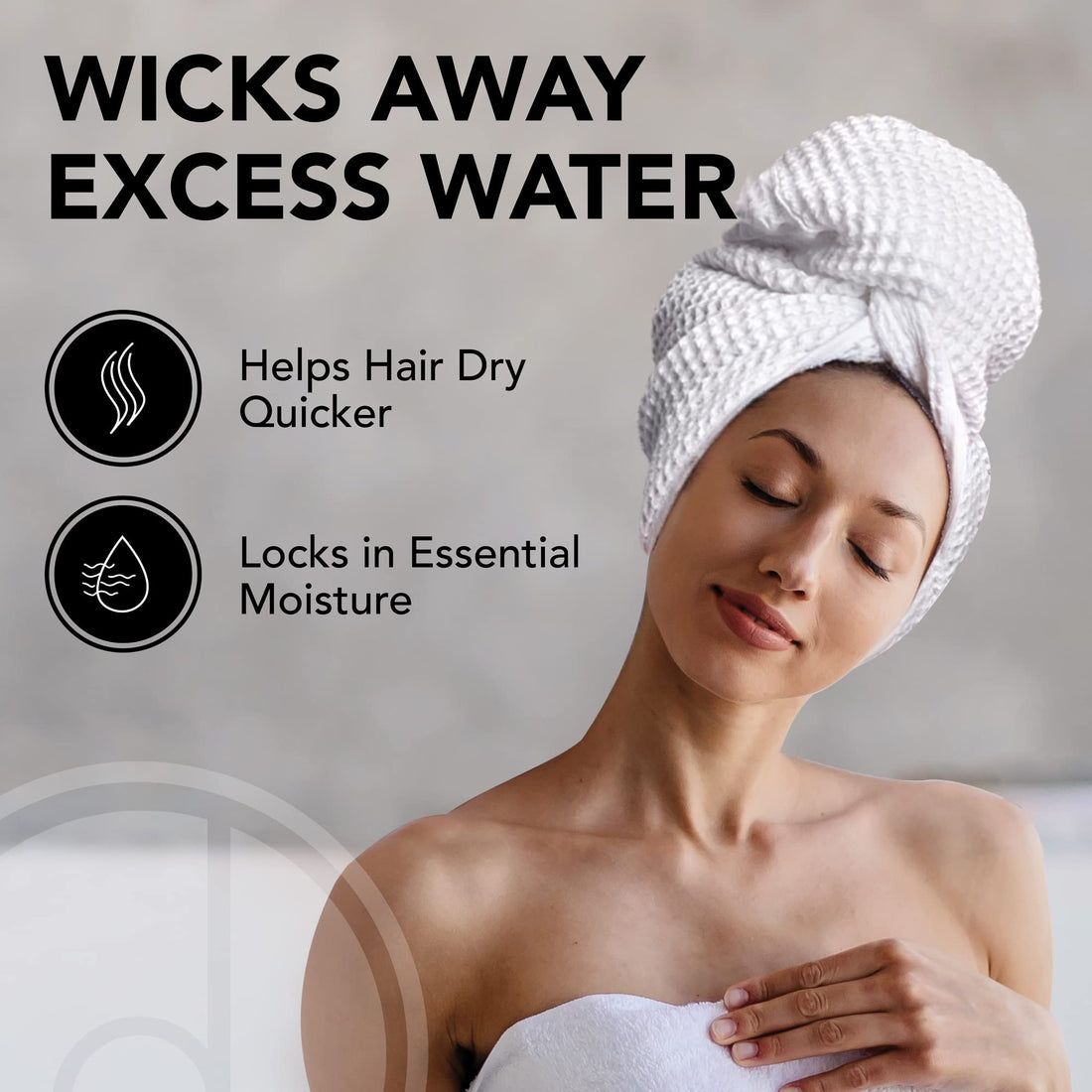 Premium Hair Towel for Drying Medium and Long Hairstyles - Easily Dry, Wrap and Twist - Color White