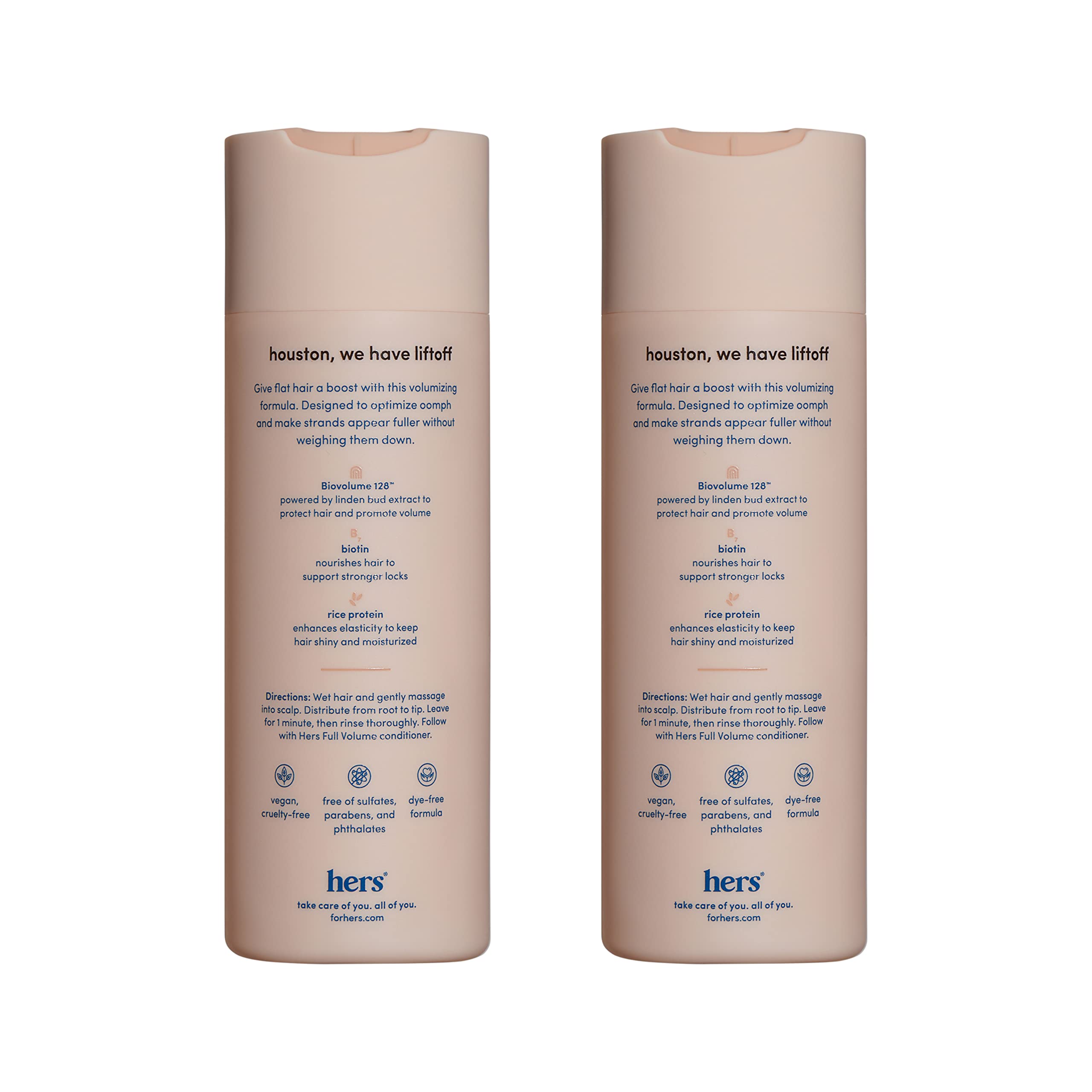 hers Full Volume Shampoo, 2 Pack - Volumizing Shampoo for Women with Biotin - Adds Lightweight Volume, Shine & Bounce - Coastal Cedar Citron - 2 x 6.4 fl oz