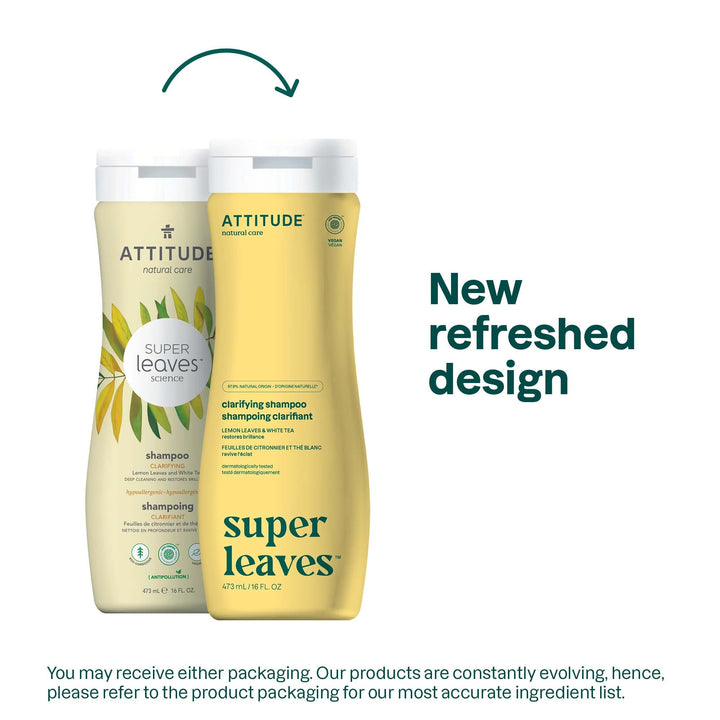 Attitude Natural Shampoo - Clarifying, White Tea and Lemon Leaves, 16 Fluid Ounce
