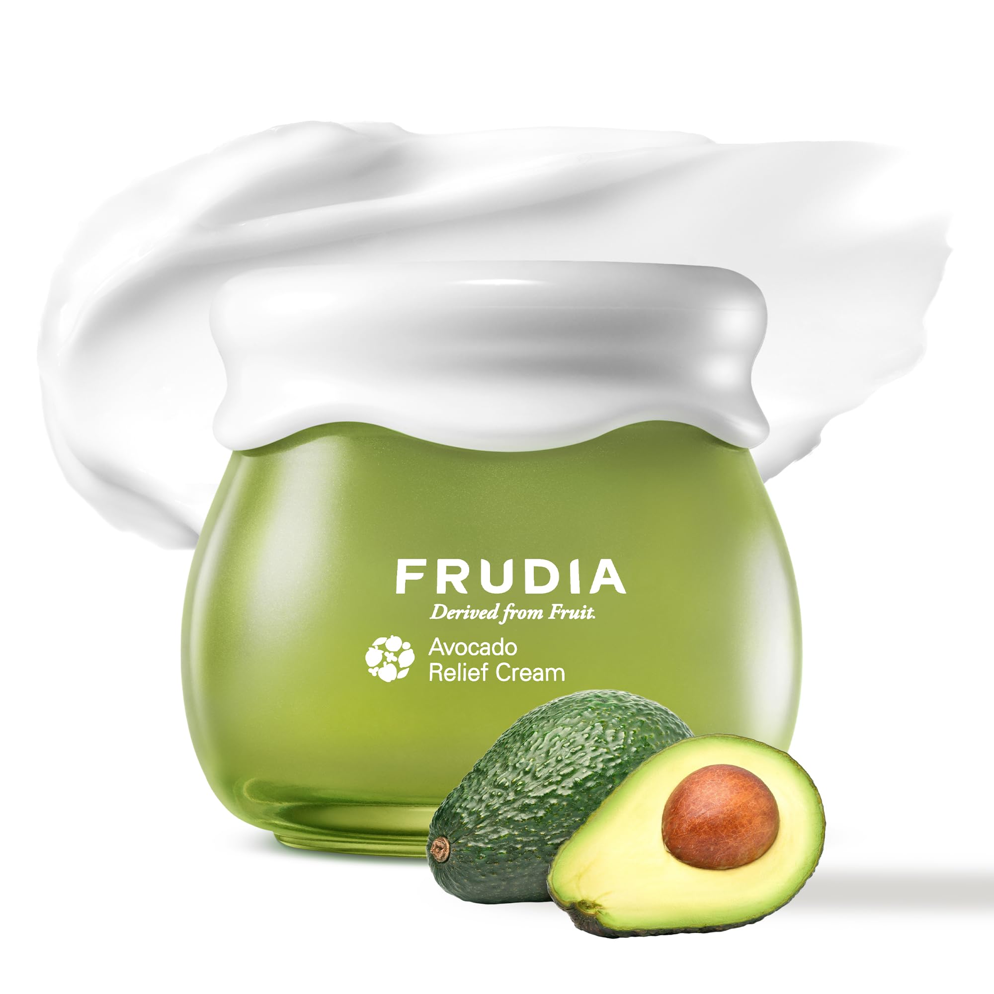 FRUDIA Avocado Relief Face Cream, Calming Korean Face Moisturizer w/62% Avocado Extract, Centella Asiatica & MadecassosideX4 for Dry, Sensitive Skin (1.94 fl oz)