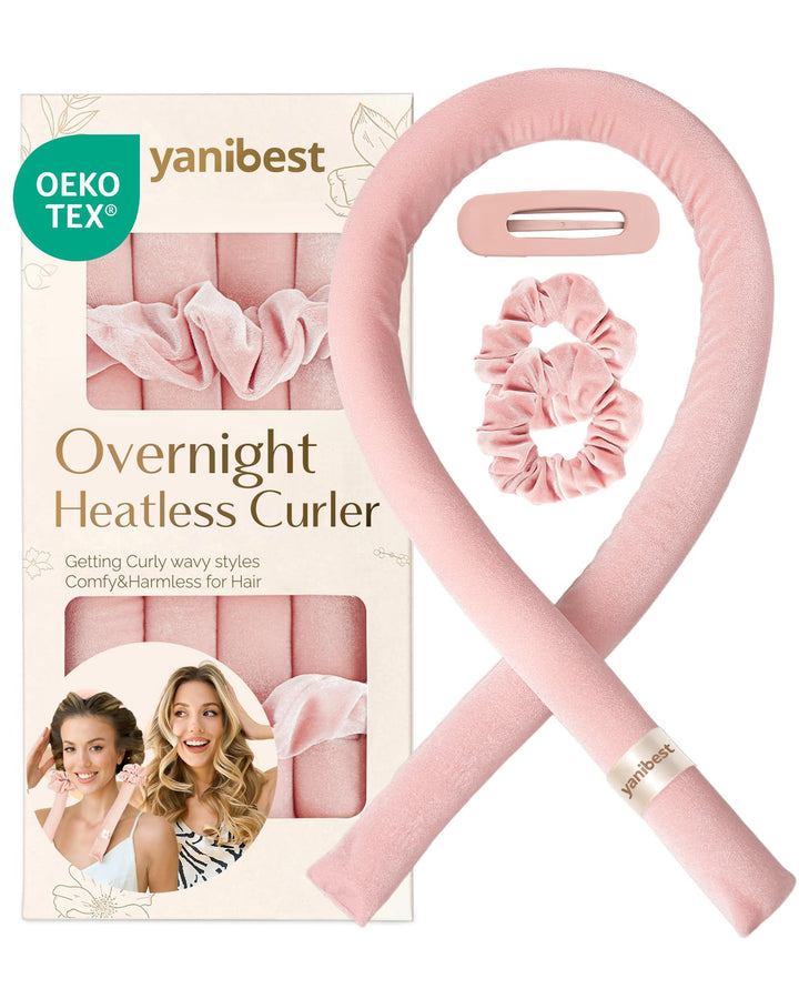 Yanibest Heatless Hair Curler to Sleep in, Overnight Curl Headband for Natural Wavy Curls, No Heat Soft Hair Curler Set with Hair Clip Scrunchies for Styling, No Slip Heatless Curls