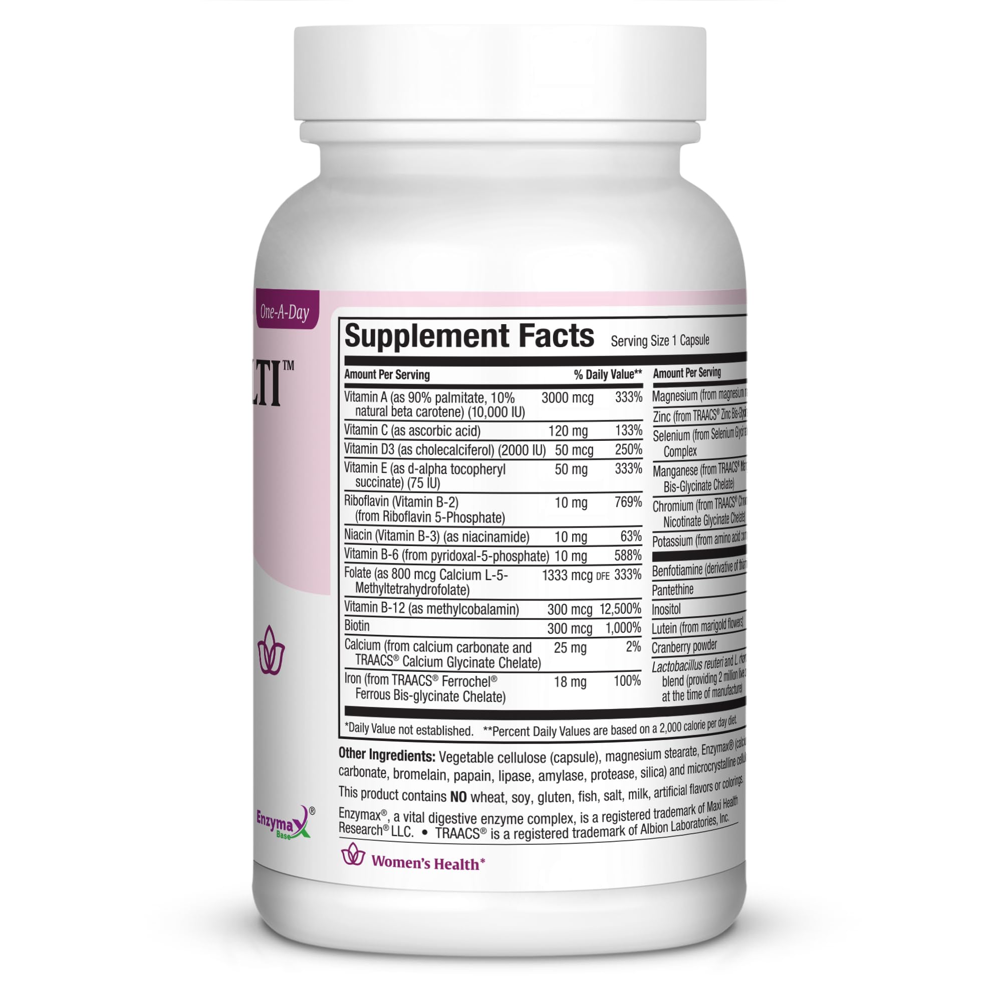 Maxi Health Women's Daily Multivitamin Biotin, Vitamins A B C D E, Calcium, Zinc, Lutein, Magnesium, Folate and More. Supports Gut Health for Women. Natural, Non-GMO, Gluten Free & Dairy Free Kosher