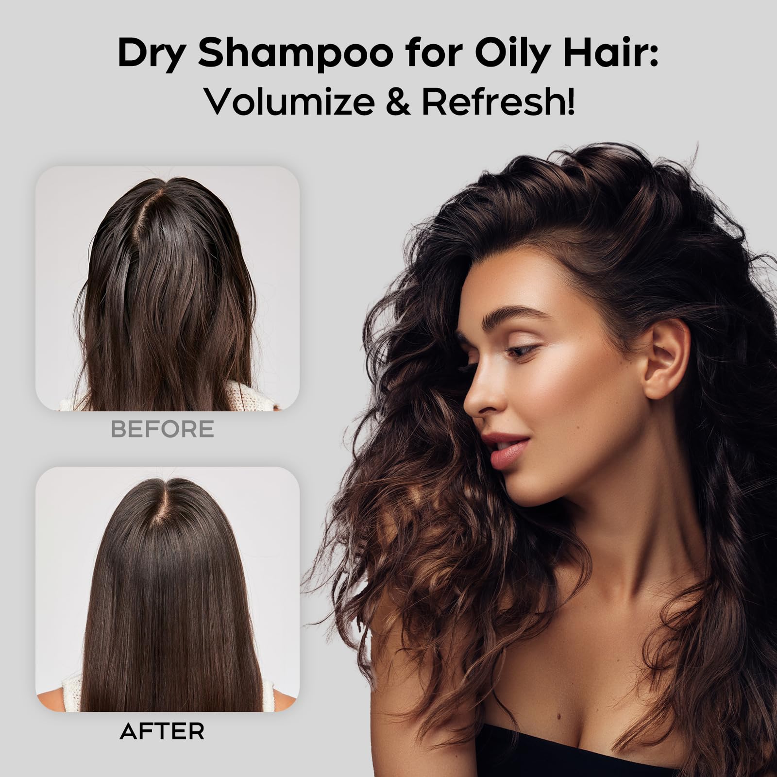 NEWREY Dry Shampoo Spray for Women & Men - Freshens hair, Residue-Free, Volumizing Formula with Rice Starch - Absorbs Oil, Eliminates Odors - 5.07 oz