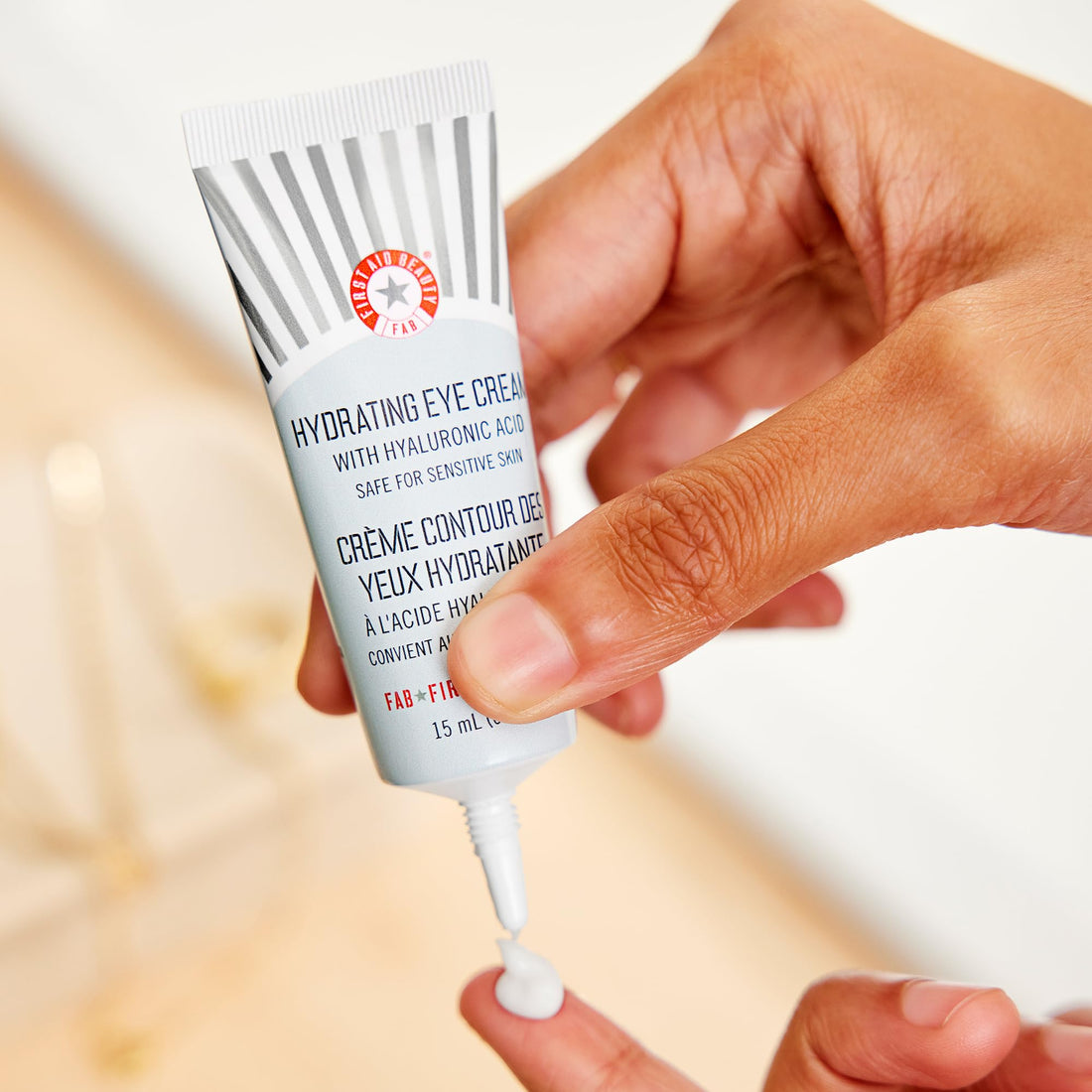 First Aid Beauty - Hydrating Eye Cream with Hyaluronic Acid, Nourishing Eye Cream that Provides 24 hours of Hydration, Helps Smooth Fine Lines, Wrinkles & Puffiness, Safe for Sensitive Skin, 0.5 oz