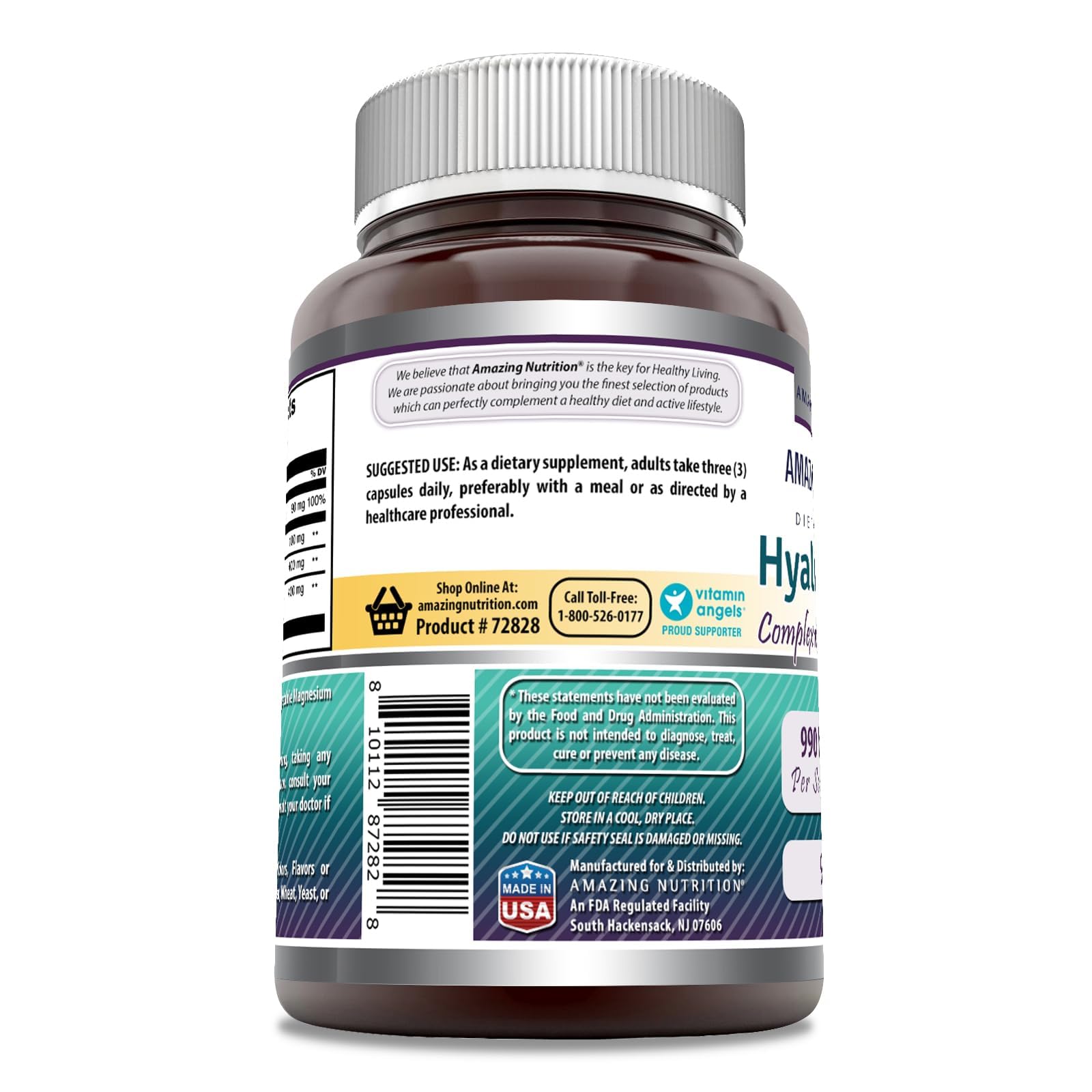 Amazing Formulas Hyaluronic Acid Super Complex with MSM, Collagen Type I & III, and Vitamin C | 990 Mg | 90 Capsules Supplement | Non-GMO | Gluten Free | Made in USA