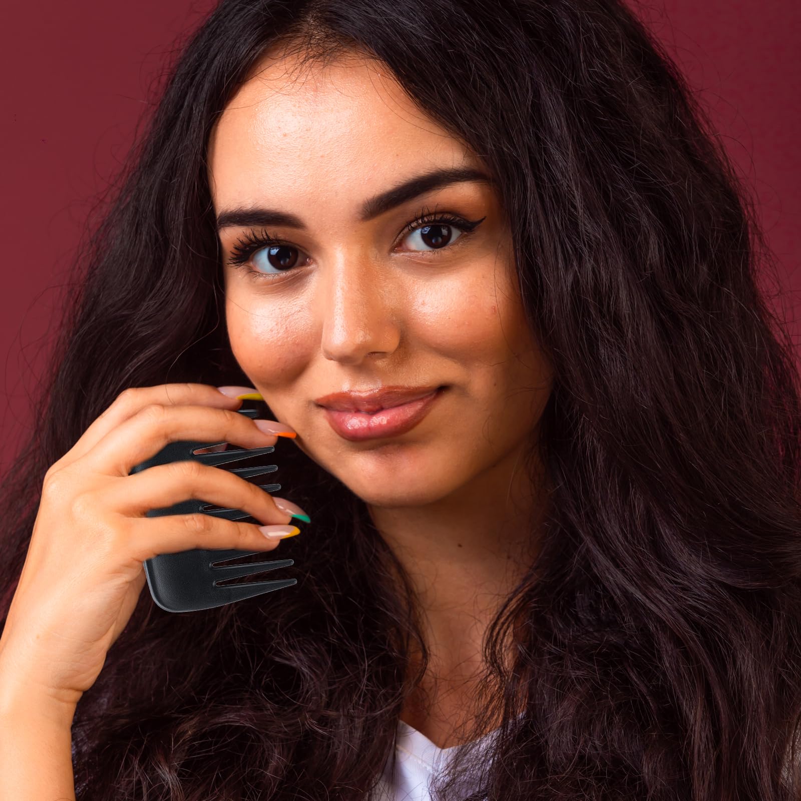 Hair Detangling Comb, 2 Pieces Mini Palm Combs Small Hair Styling Comb Anti Static Wide Tooth Comb Professional Streaker Comb Pocket Travel Combs for Men Women Thick Curly Wavy Wig Hair, Black