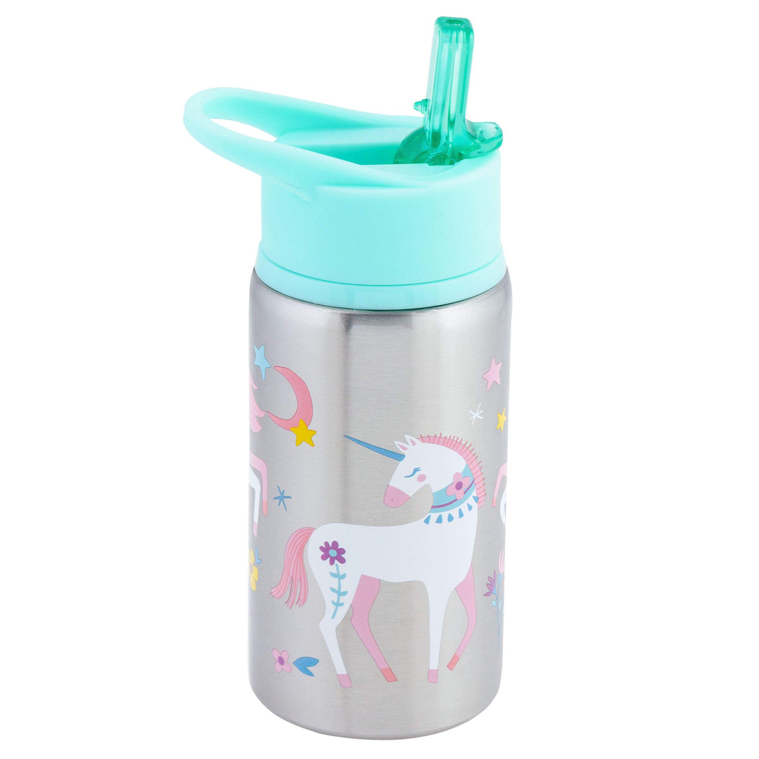 Stephen Joseph Stainless Steel Water Bottles, 18 OZ, Straw lid, Reusable tumbler, Insulated, Unicorn