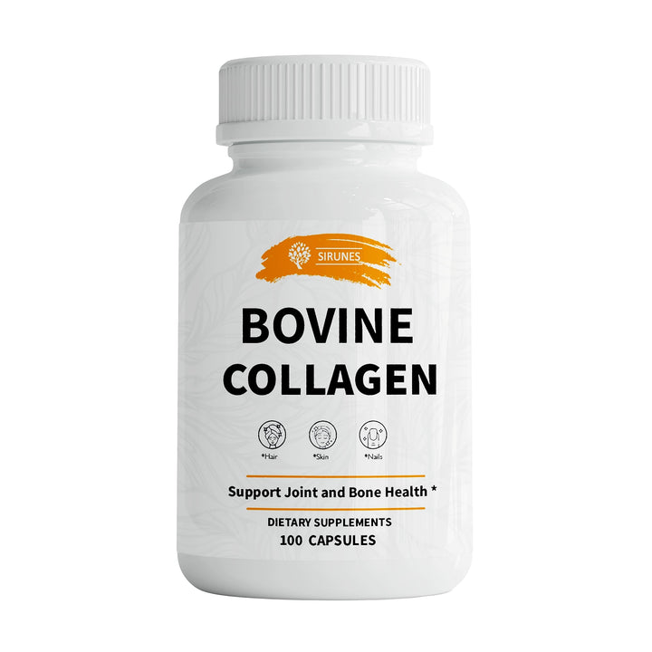 SIRUNES Bovine Collagen Supplements for Men and Women I Hydrolyzed Grass Fed Bovine Collagen Peptides Dietary Supplement for Joint, Nerve & Bone Support - Non-GMO, Anti-Aging - 100 Capsules