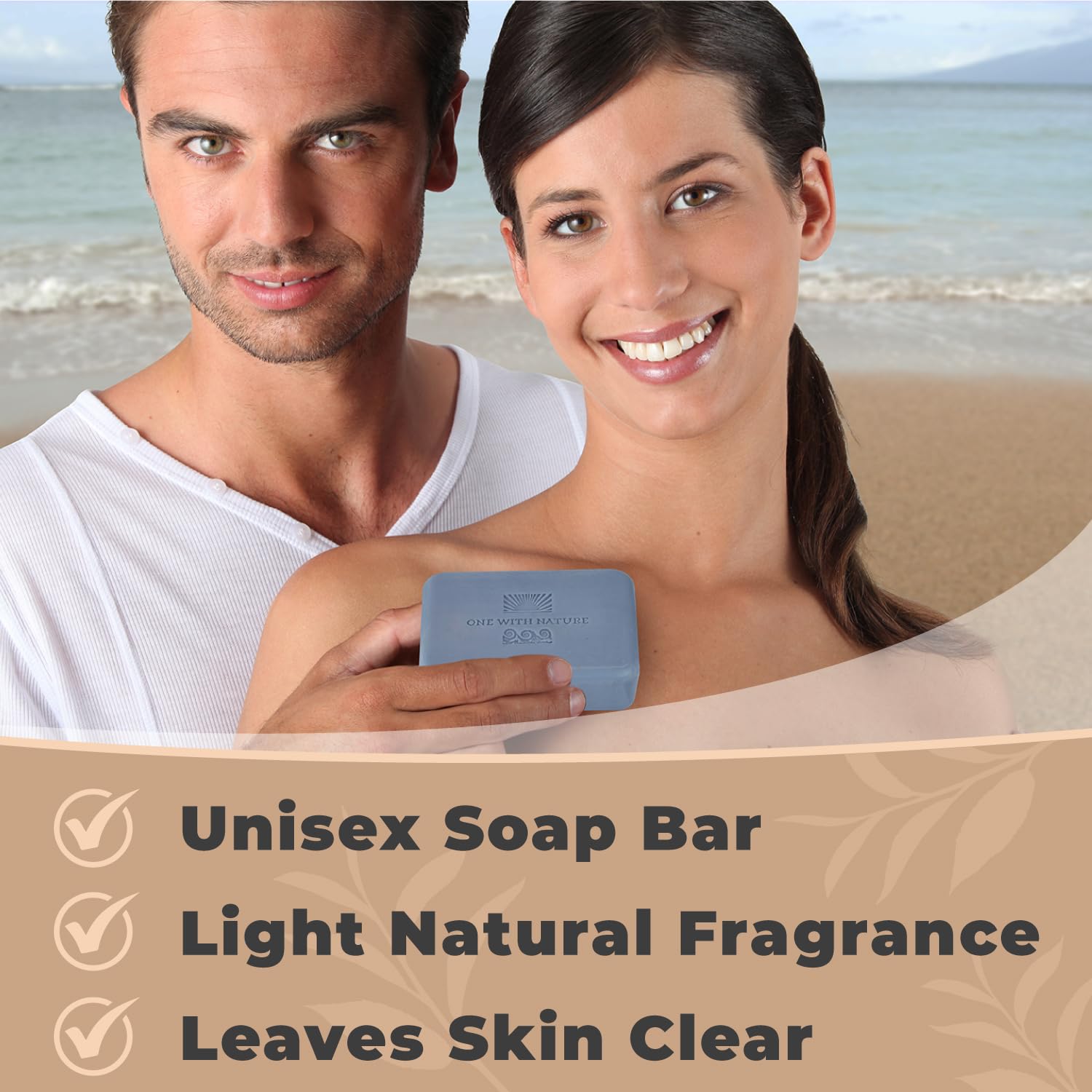 One With Nature Dead Sea Salt Lavender Soap 7oz Bars 3Pack - Dead Sea Salt Contains Magnesium, Sulfur & 21 Essential Minerals - Ideal for All Skin - Shea Butter, Argan Oil Enriches, Natural Fragrance