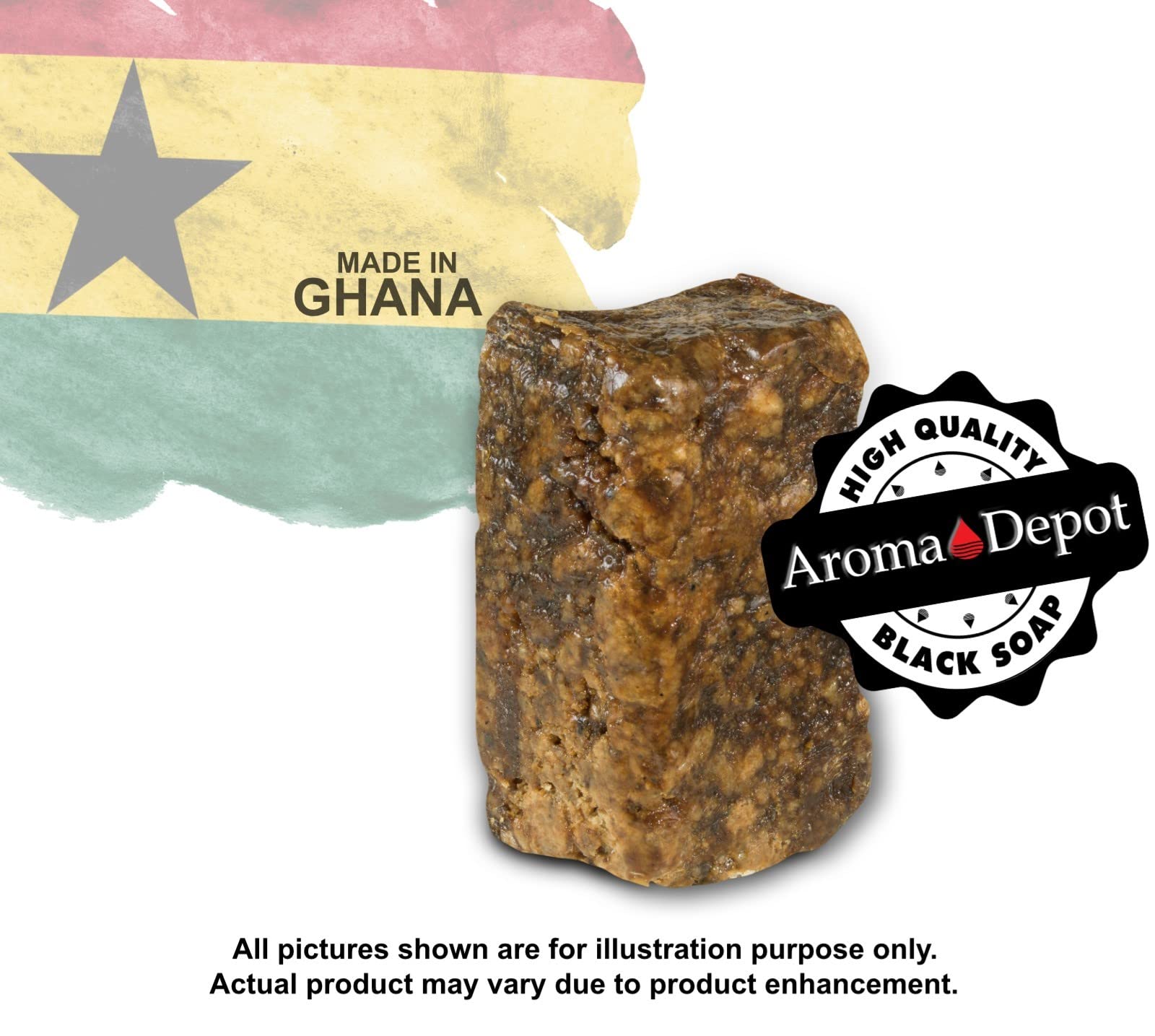 Aroma Depot Raw African Black Soap 8oz 100% Raw Natural soap for Acne, Eczema, Psoriasis, Scar Removal Face And Body Wash. Handmade