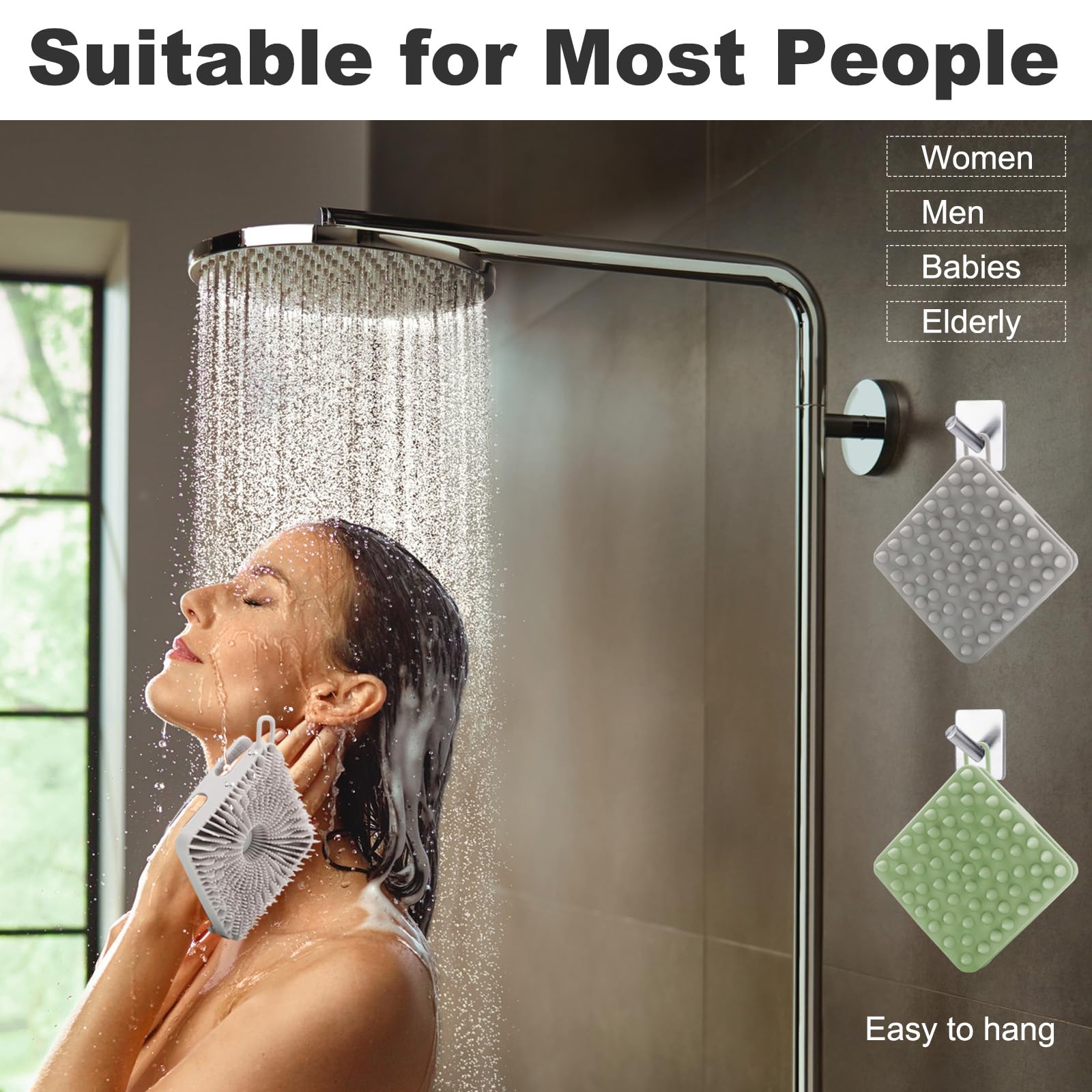 Silicone Body Scrubber, Silicone Loofah Double-Sided Body Brush,Silicone Shower Scrubber and Scalp Massager Shampoo Brush for Sensitive Kids Women Men All Kinds of Skin (Grass Green)