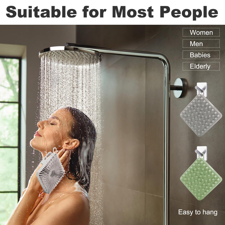 Silicone Body Scrubber, Silicone Loofah Double-Sided Body Brush,Silicone Shower Scrubber and Scalp Massager Shampoo Brush for Sensitive Kids Women Men All Kinds of Skin (Grass Green)