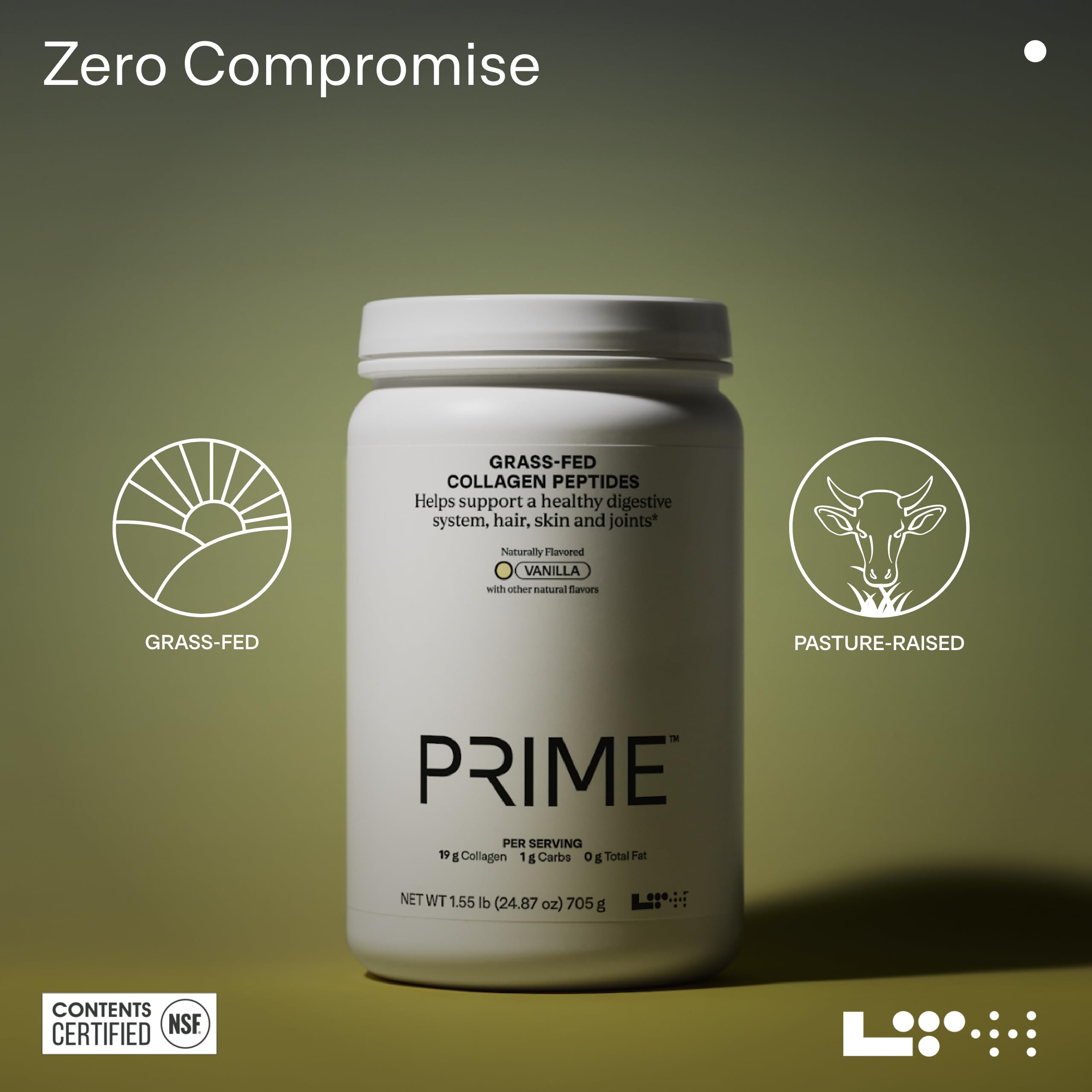 LTH Prime Collagen Peptides - Premium Collagen Powder for Digestive Health - Supports Healthy Joints, Hair, Nails & Skin - Hydrolyzed Collagen from Grass-Fed Cows - Vanilla - 30 Servings