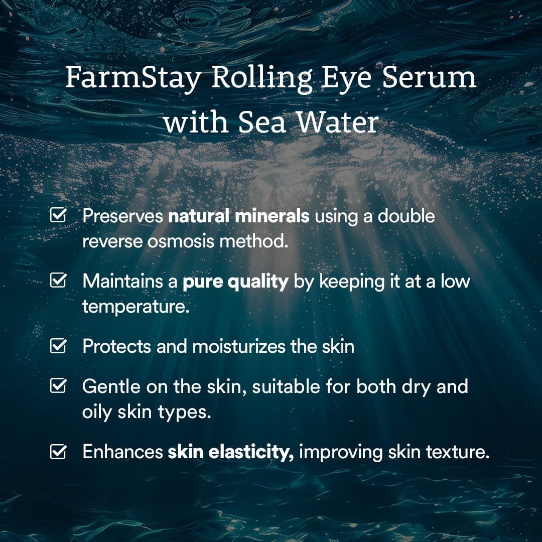 Farmstay Hyaluronic Acid Roll-on Eye Serum with 2% Niacinamide & Collagen – Hydrating Korean Eye Roller for Dark Circles, Puffy Eyes & Wrinkles – 0.84 fl. oz.