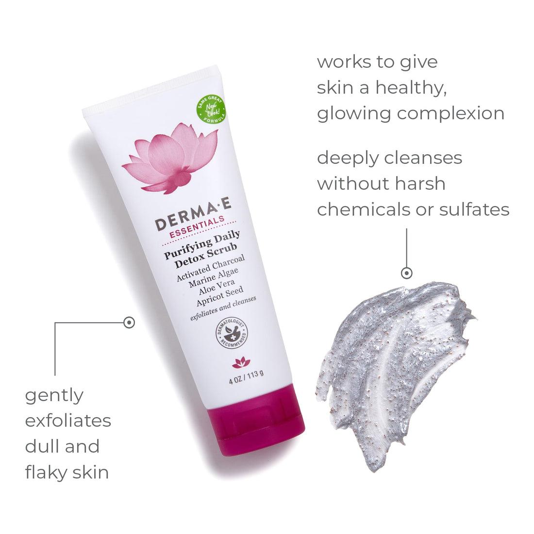derma e Purifying Daily Detox Scrub With Activated Charcoal 4 oz