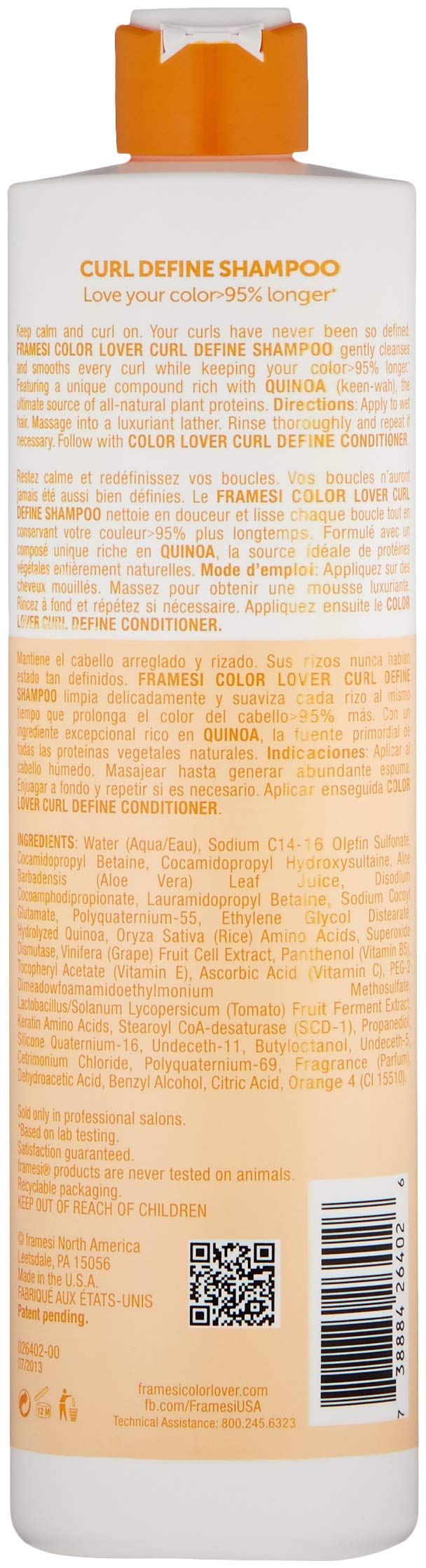 Framesi Color Lover Curl Define Shampoo, 16.9 Ounce