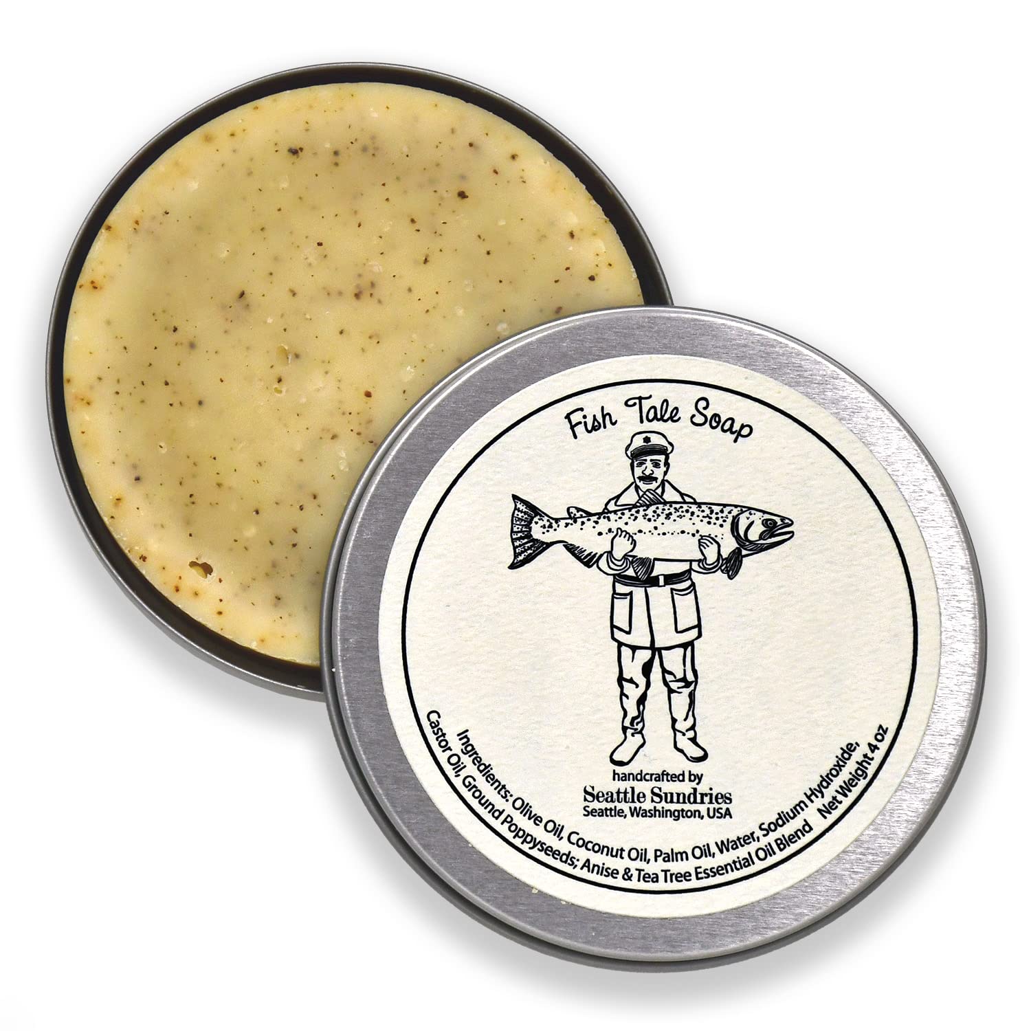 Fish Tale Soap-100% Natural & Handmade, in Reusable Travel Gift Tin