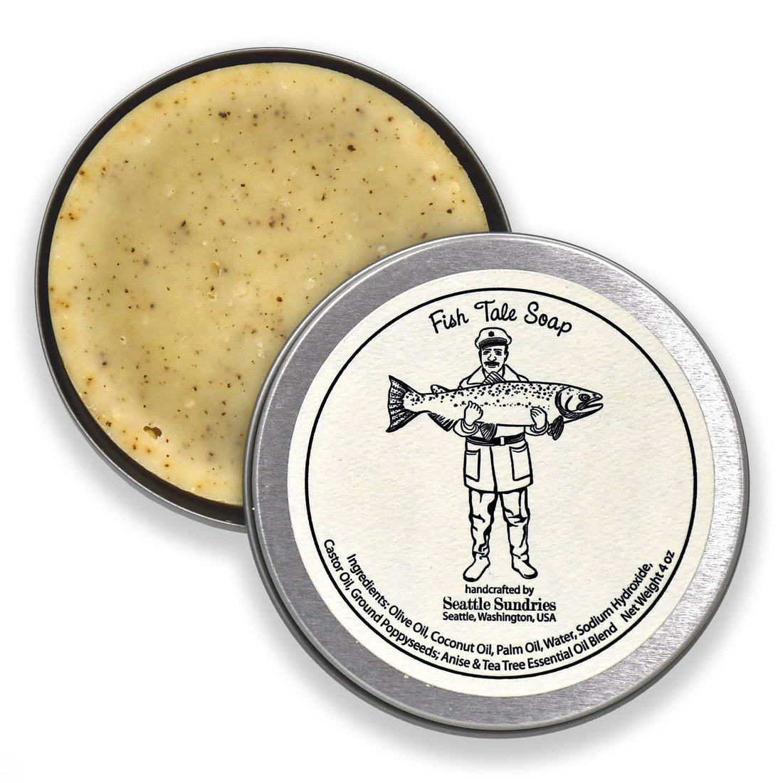 Fish Tale Soap-100% Natural & Handmade, in Reusable Travel Gift Tin