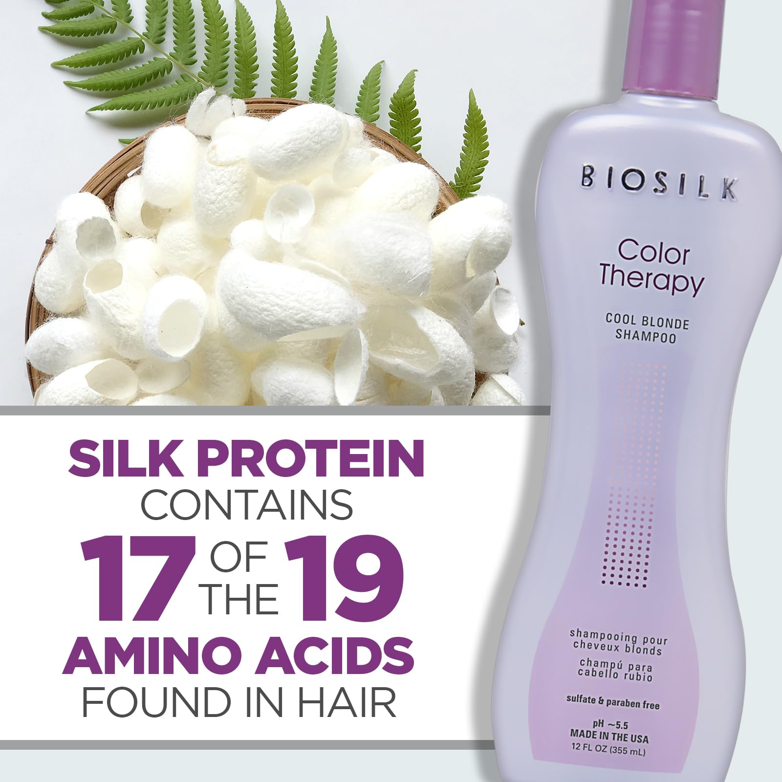 Biosilk Color Therapy Cool Blonde Shampoo, 12 Fluid Ounce