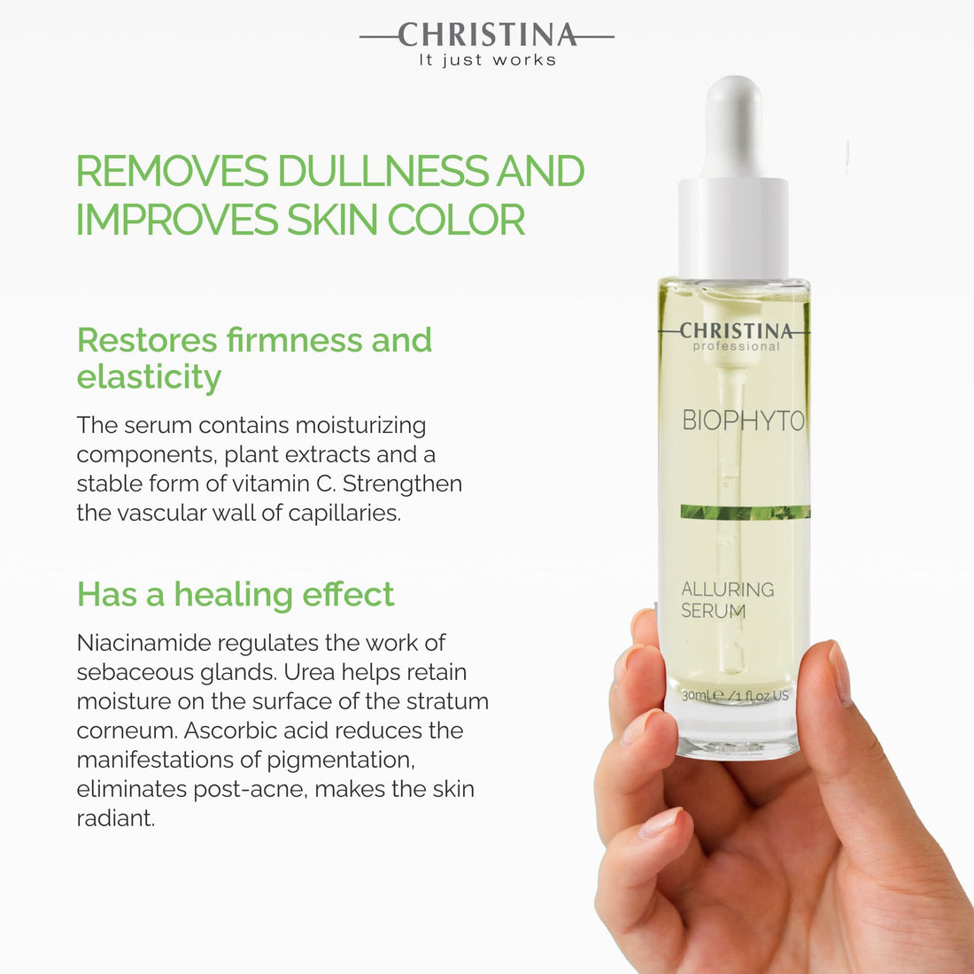 Christina Biophyto Alluring Anti-Aging Serum - 30ml - Vitamin C Serum with HA & Echinacea for a Luminous Skin & Glow - Anti Wrinkle Serum for Combination, Dry, Normal, Oily & Sensitive Skin