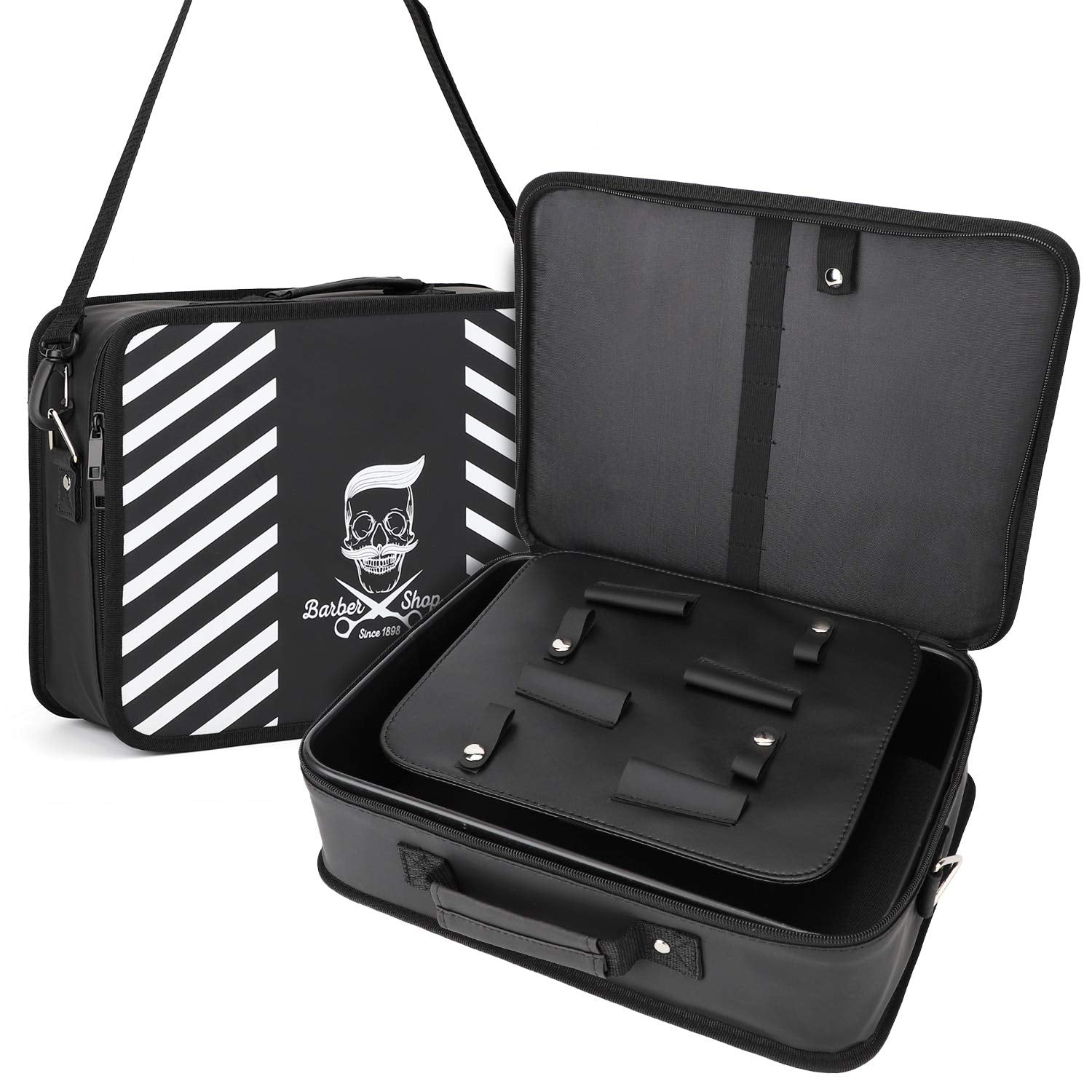 Barber Tool Case with Shoulder Strap, Segbeauty Large 10.8 x 14.6 x 4.3 in Hair Styling Travel Bag, Professional Salon Hair Cutting Grooming Kit Storage Organizer for Hair Dryer, Clippers, Scissors