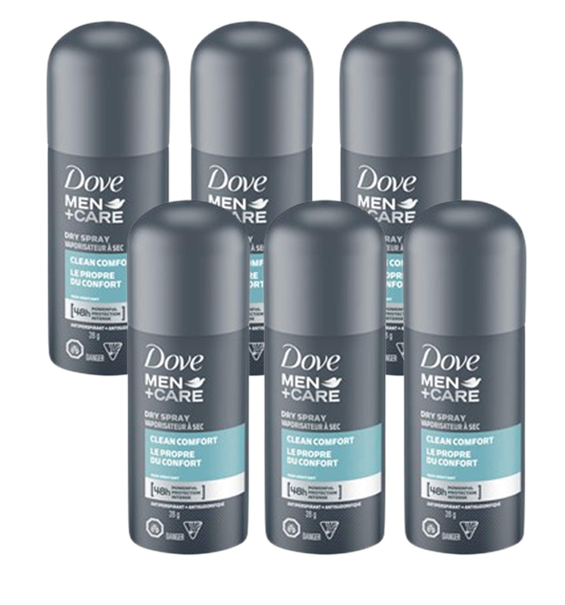Dove Men+Care Dry Spray, Clean Comfort, 48 Hour Protection Antiperspirant, 1 Ounce (Pack of 6)