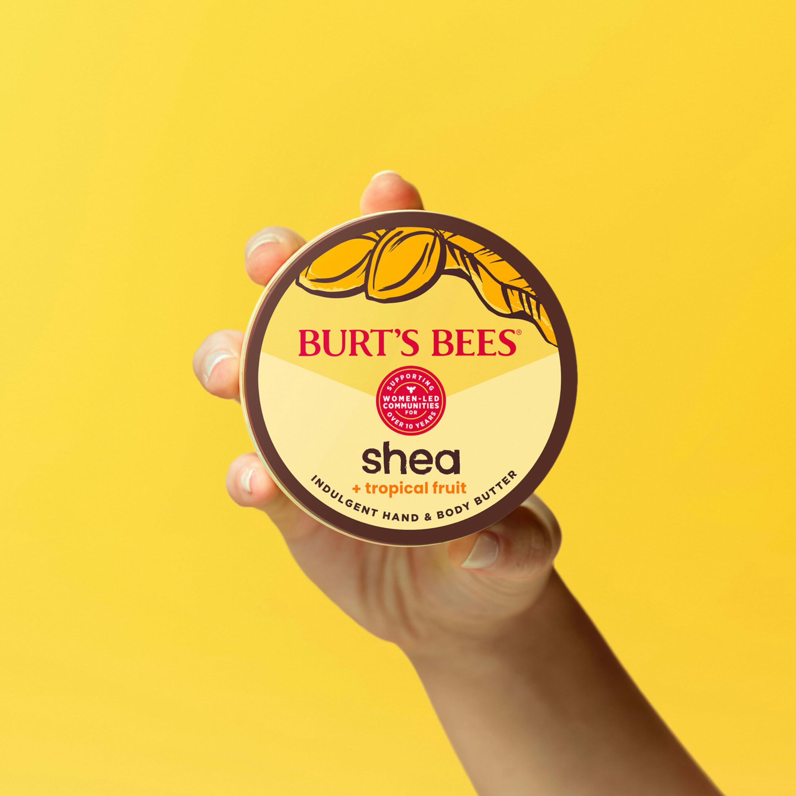 Burt's Bees Shea + Tropical Fruit Indulgent Hand and Body Butter, Non-Greasy, Antioxidant Rich for Glowing Skin, Non-Irritating, Natural Origin Skin Care, 11 oz.