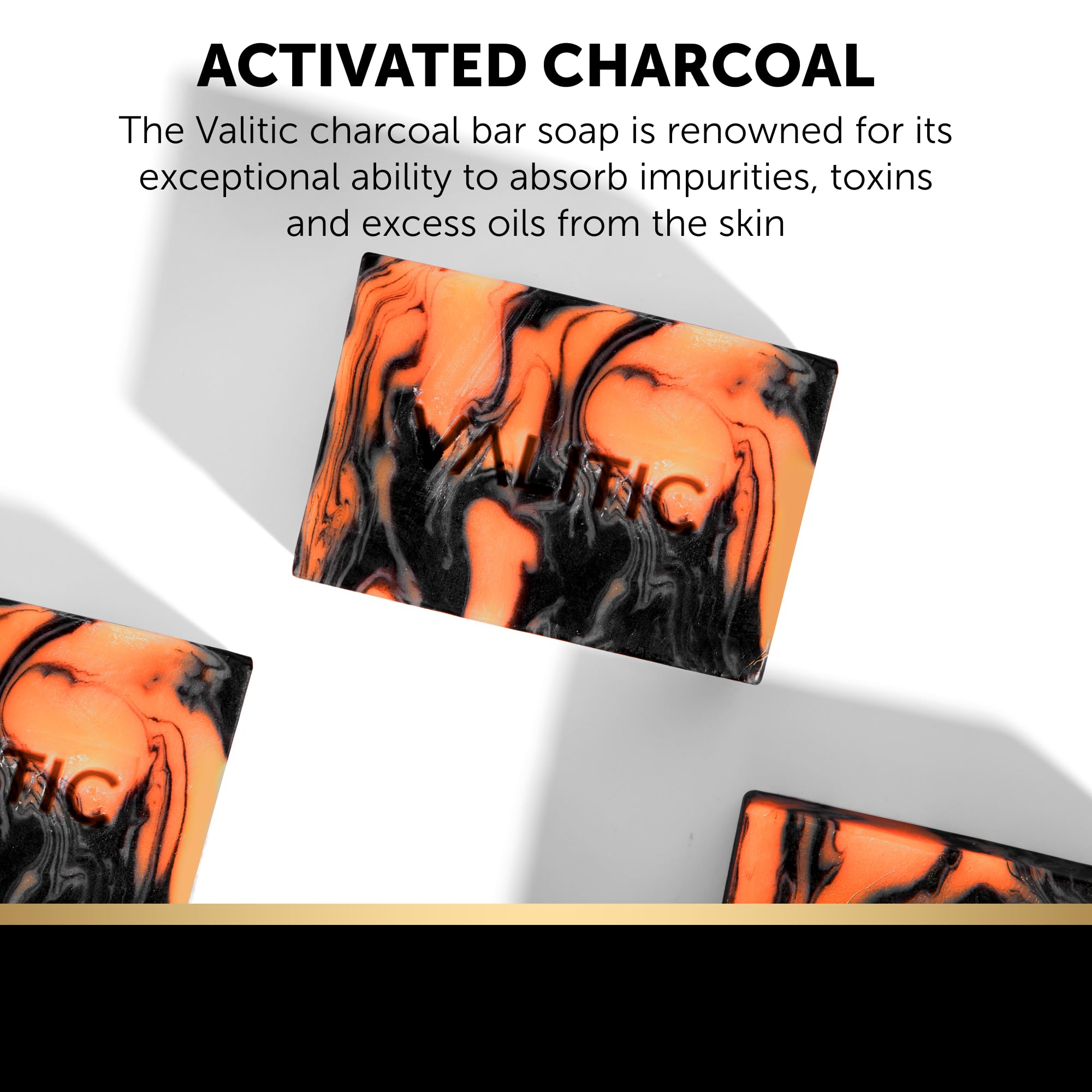 VALITIC Charcoal Kojic Acid Turmeric Black Soap Bar Dark Spot Remover for Body or Face Wash - 2 Pack