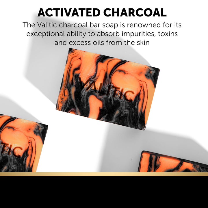 VALITIC Charcoal Kojic Acid Turmeric Black Soap Bar Dark Spot Remover for Body or Face Wash - 2 Pack