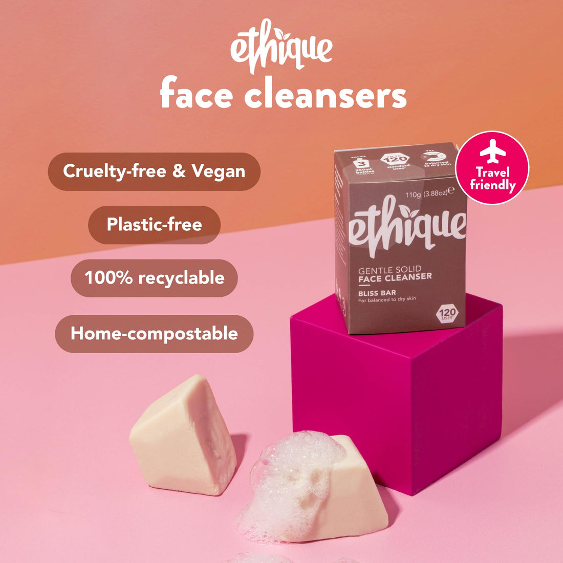 Ethique Eco-Friendly Face Cleansing Bar, Bliss Bar 3.88 Oz
