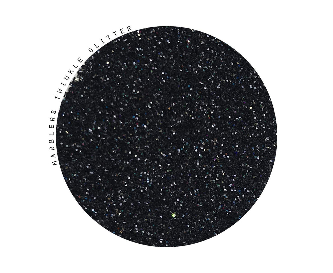 MARBLERS Twinkle Glitter [Black Knight] 3oz (85g) | Fine | Non-Toxic, Vegan, Cruelty-Free | Face, Body, Eyeshadow, Hair, Festival, Party Makeup | Nail Art, Polish | Resin, Tumbler, Slime, Craft