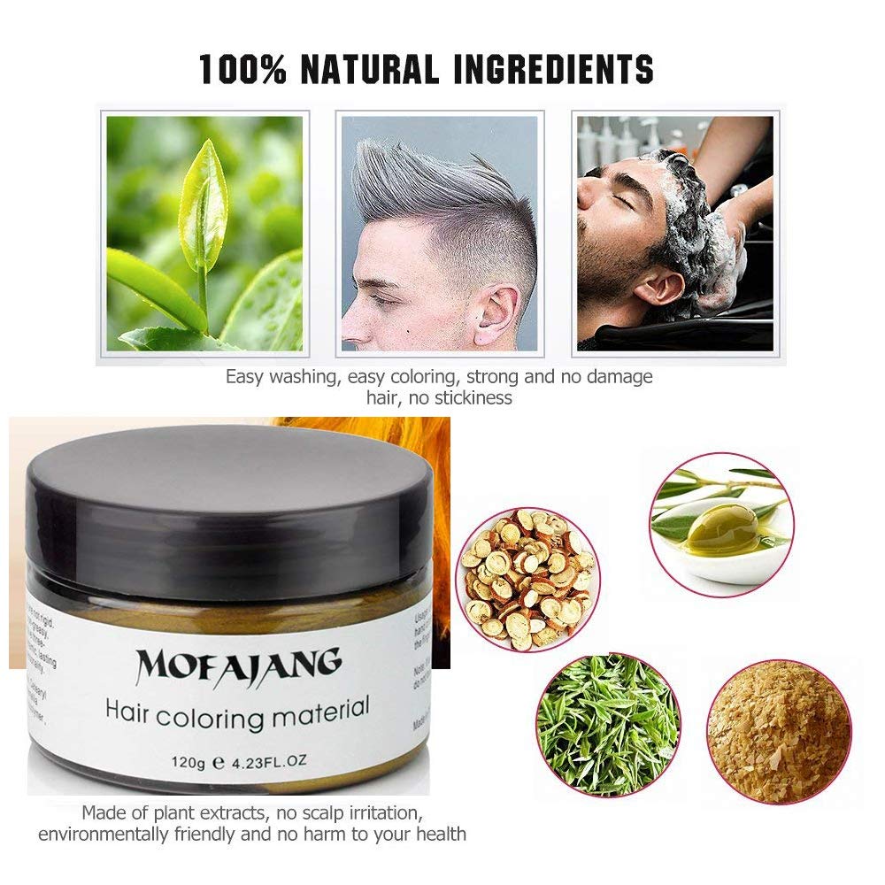 Gold: Mofajang Hair Wax Dye Styling Cream Mud, Natural Hairstyle Color Pomade, Washable Temporary, Gold