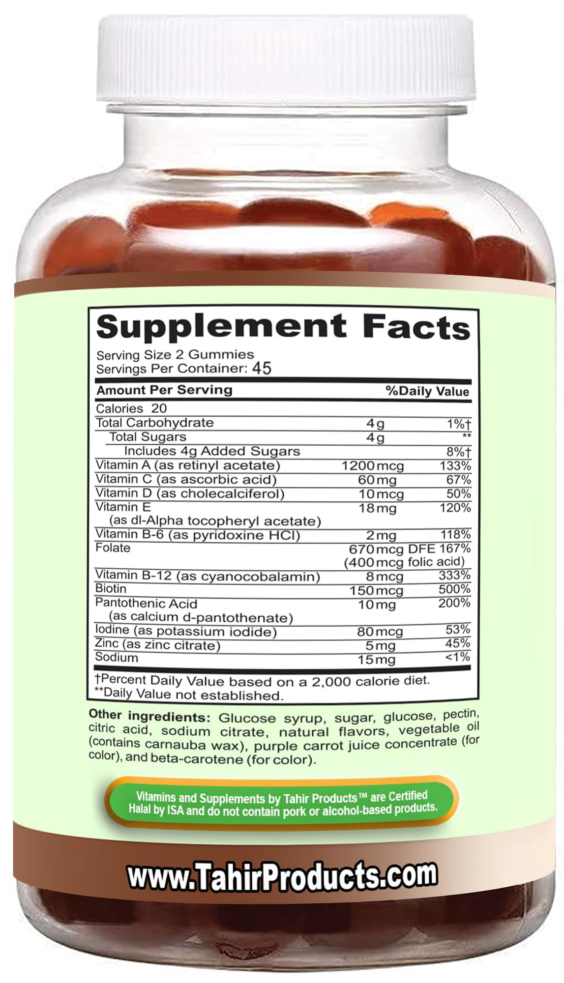 Tahir Halal Multivitamin Gummies for Adults – Daily Nutritional Support for Men and Women with Biotin, Vegan-Friendly, Non-GMO, Natural Fruit Flavors, Made in The USA – Certified Halal Vitamins