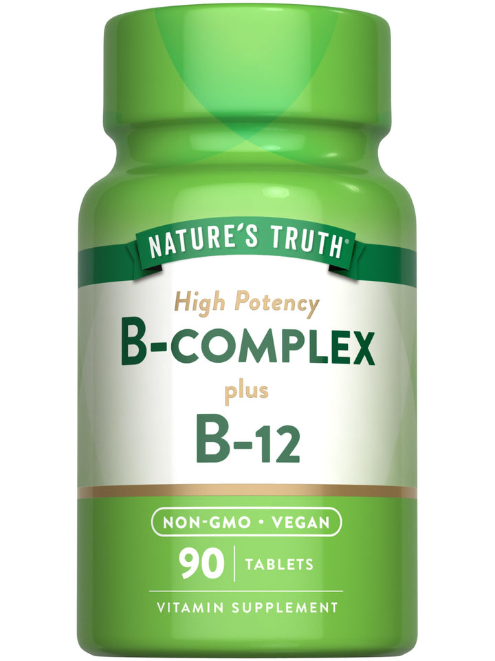 Nature's Truth Vitamin B Complex | Plus B12 | 90 Tablets | High Potency | Vegan and Non-GMO Supplement