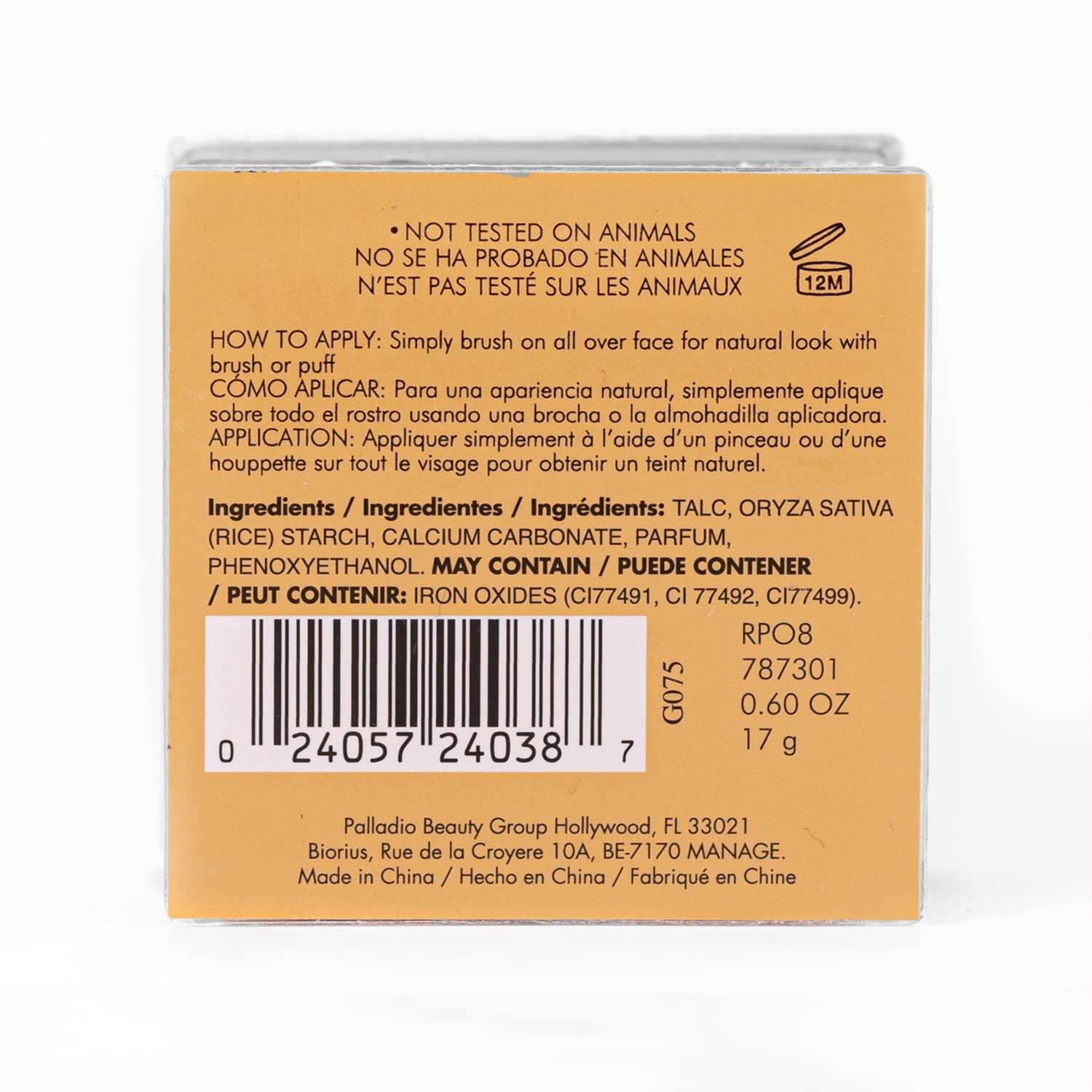 Palladio Beauty RICE POWDER 0.60 oz, beige, Warm Beige, 17 g